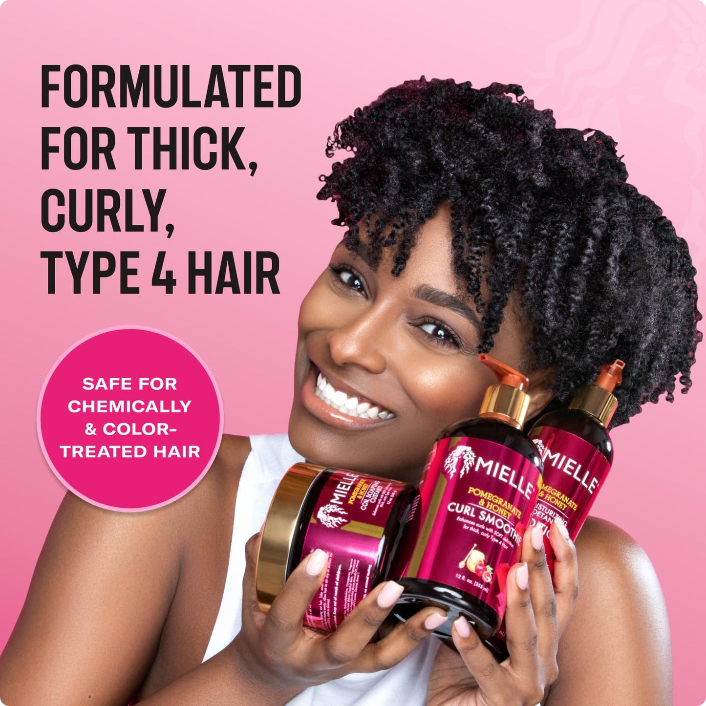 Mielle Organics Pomegranate & Honey Curl Enhancing Smoothie – Moisturizing Cream for Type 4 Curly & Coily Hair, Softens, Strengthens & Defines, 12 Fl Oz