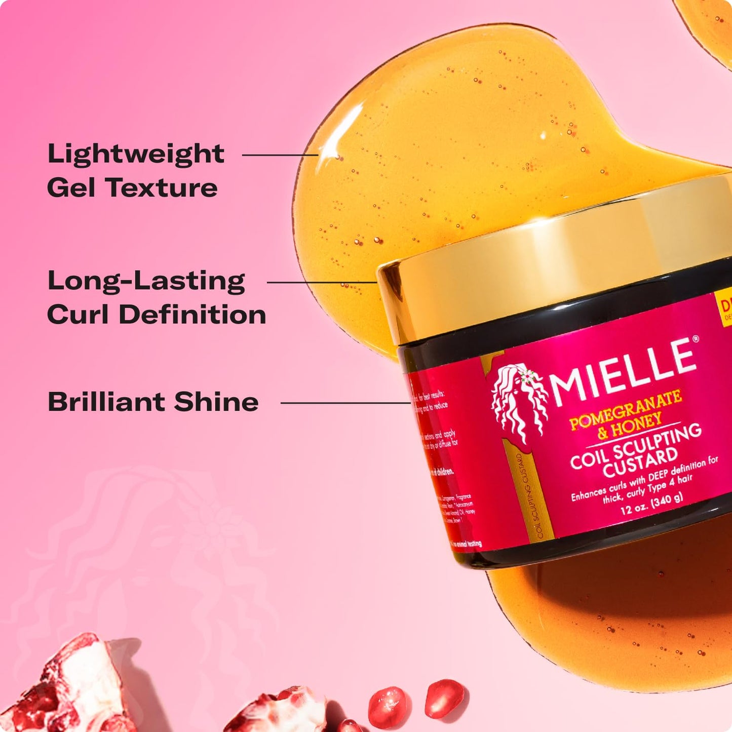 Mielle Organics Pomegranate & Honey Curl Smoothie – Curl Defining Cream for Type 4 Hair, Hydrates, Controls Frizz & Adds Shine, 12 fl oz