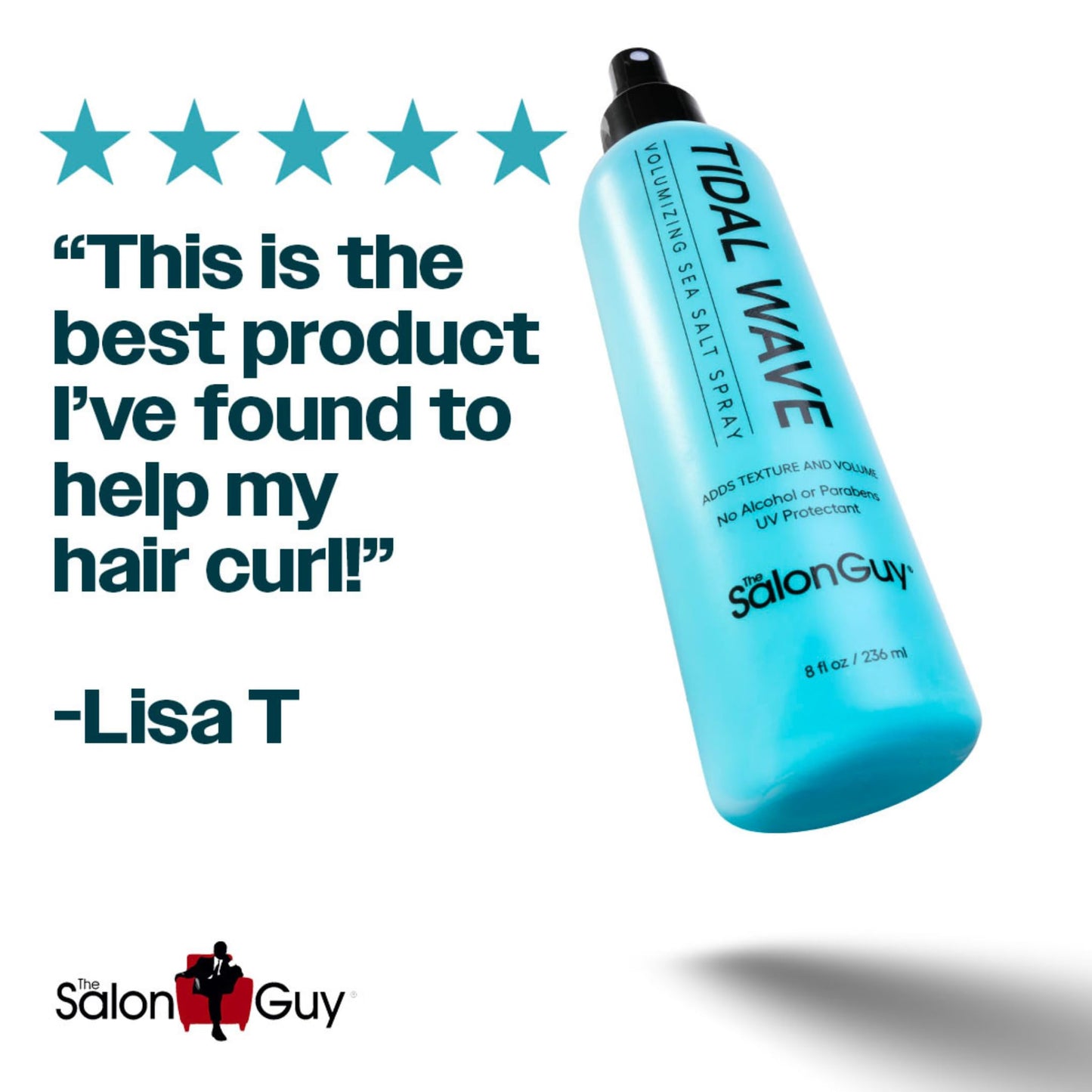 THESALONGUY Tidal Wave Sea Salt Spray – Volumizing & Texturizing Hair Pre-Styler for Men & Women, Lightweight, UV Protection, Alcohol & Paraben-Free