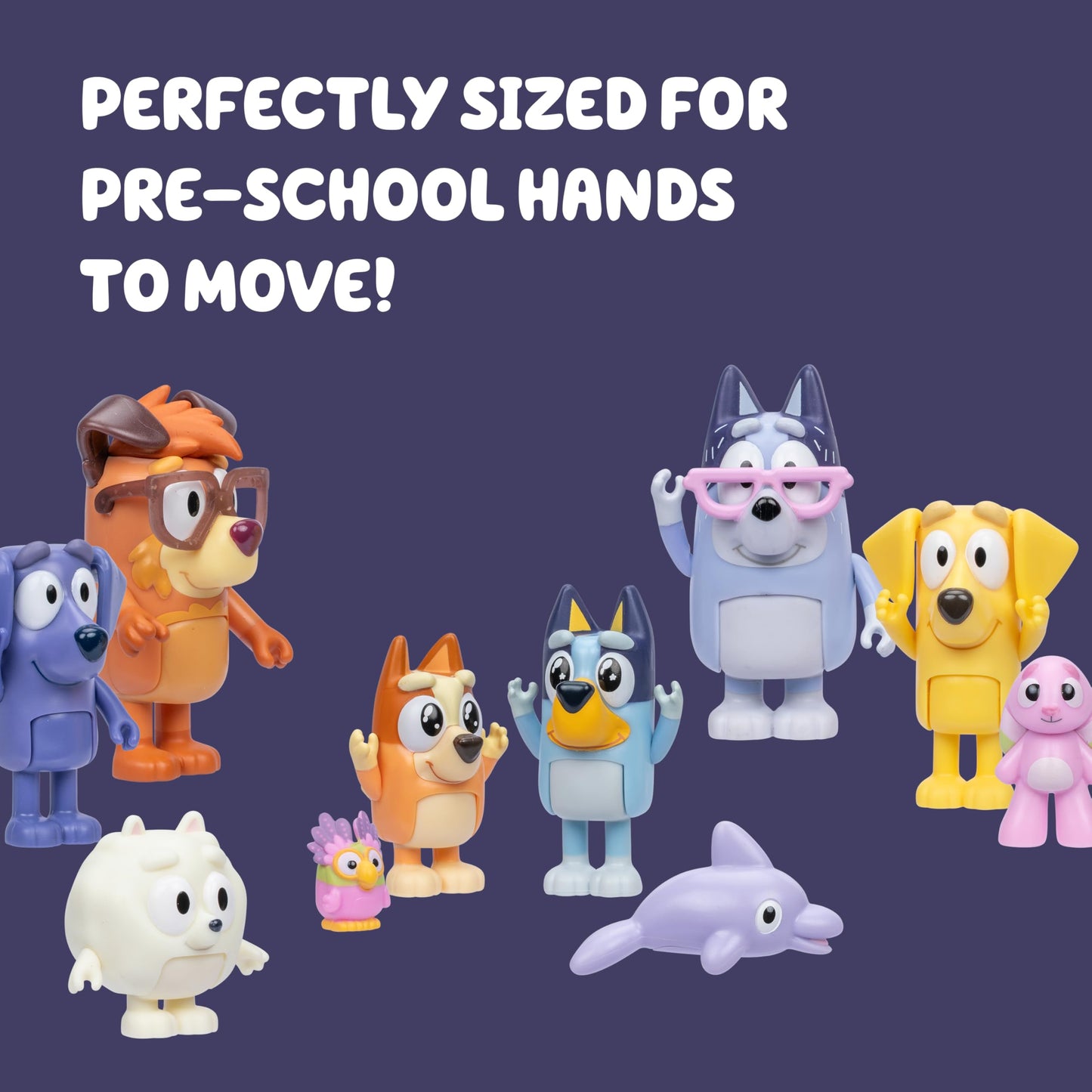 Bluey Super Fan Figurines for Toddlers Set, 11 Character Pack with Exclusive Figures, Toddler Figurine Toys Includes, Bingo & More, Ages 3+