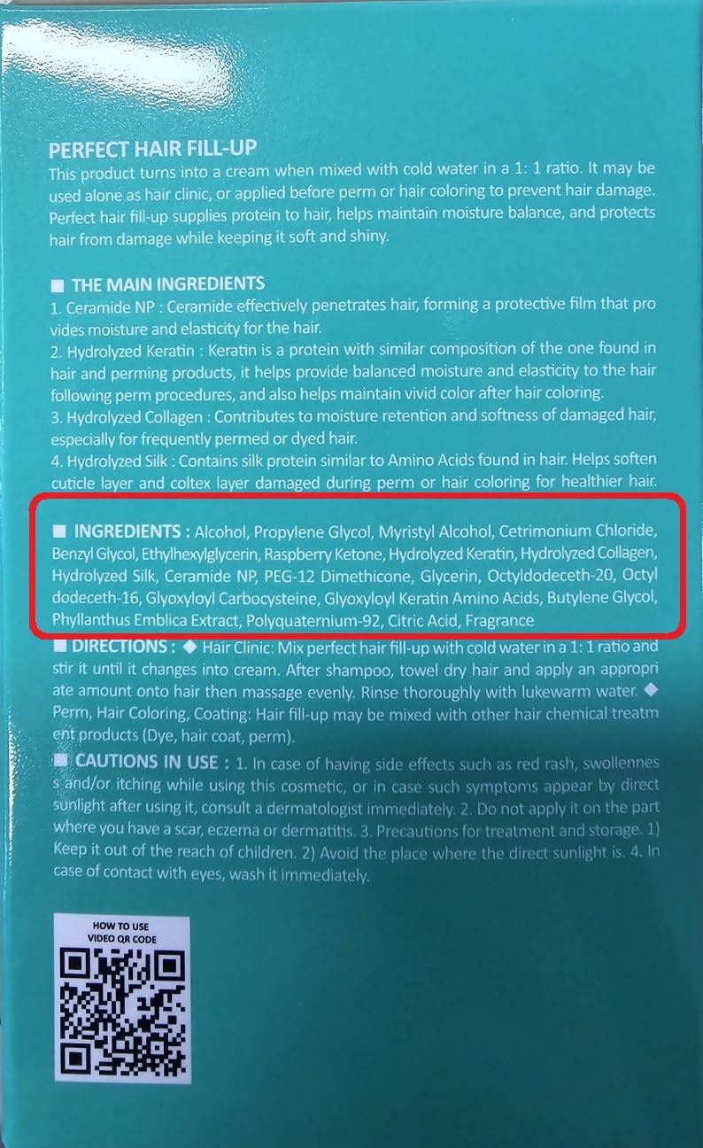LADOR Perfect Hair Fill-Up Original 3 Seconds Intensive Keratin Treatment w/Protein for Bleached Frizzy Damaged Dry Hair Care Korean Deep Conditioner