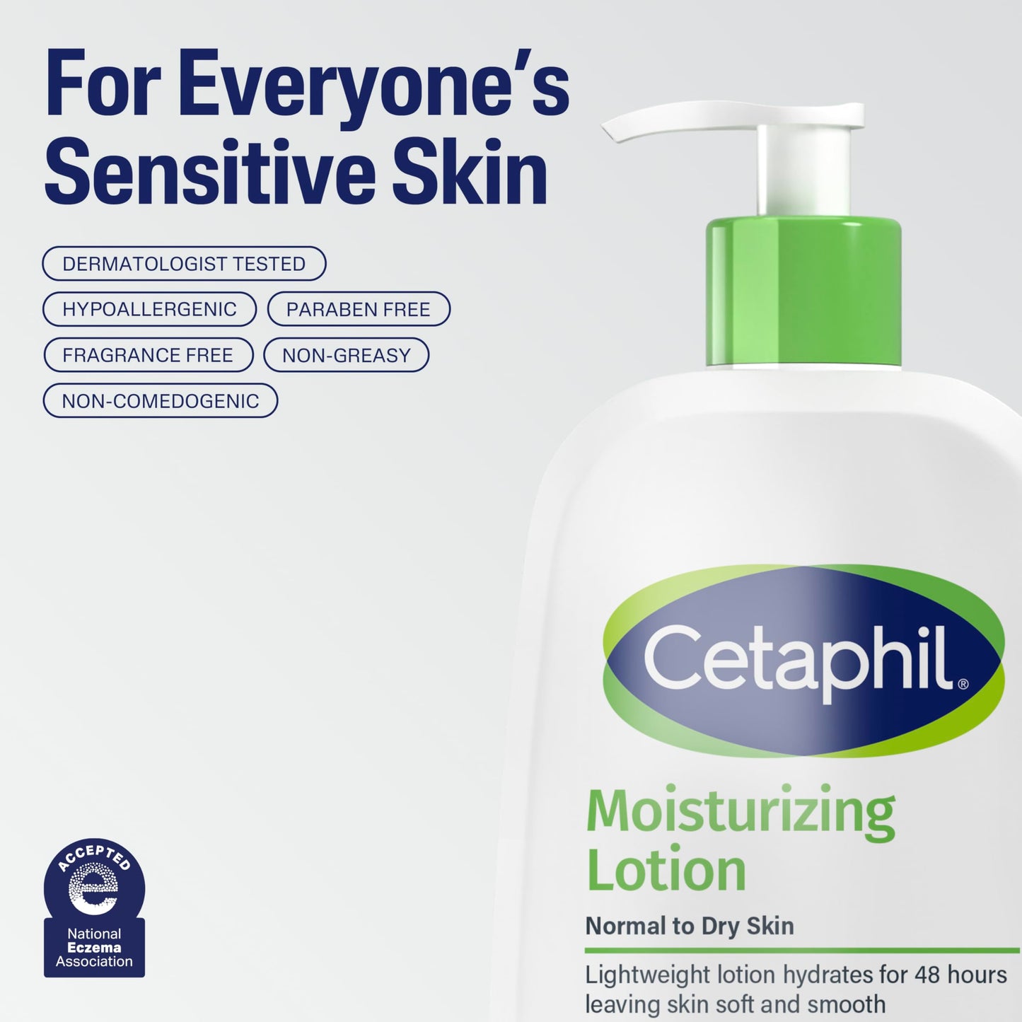 Cetaphil Face & Body Moisturizer, 20oz Hydrating Lotion for All Skin Types, Sensitive Skin Safe, Fragrance-Free, Hypoallergenic, Non-Comedogenic