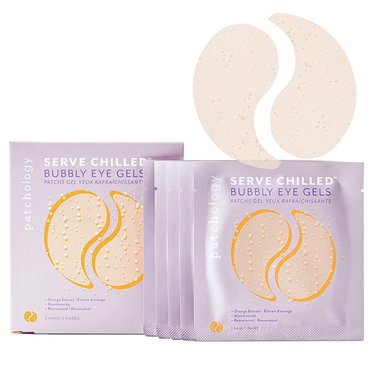 Patchology Serve Chilled Bubbly Eye Gels with Niacinamide & Vitamin C, Hydrating Under Eye Gel Pads, 5 Pairs