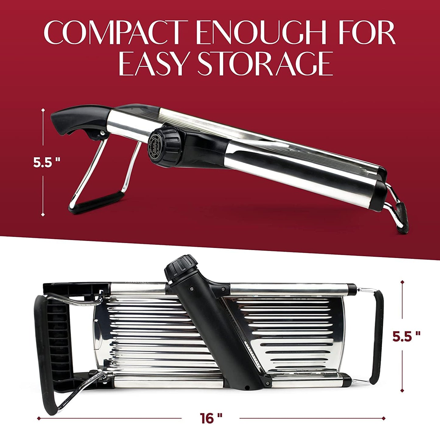 Gramercy Adjustable Mandoline Slicer – Stainless Steel Vegetable & Fruit Cutter with 1 Pair Cut-Resistant Gloves for Kitchen