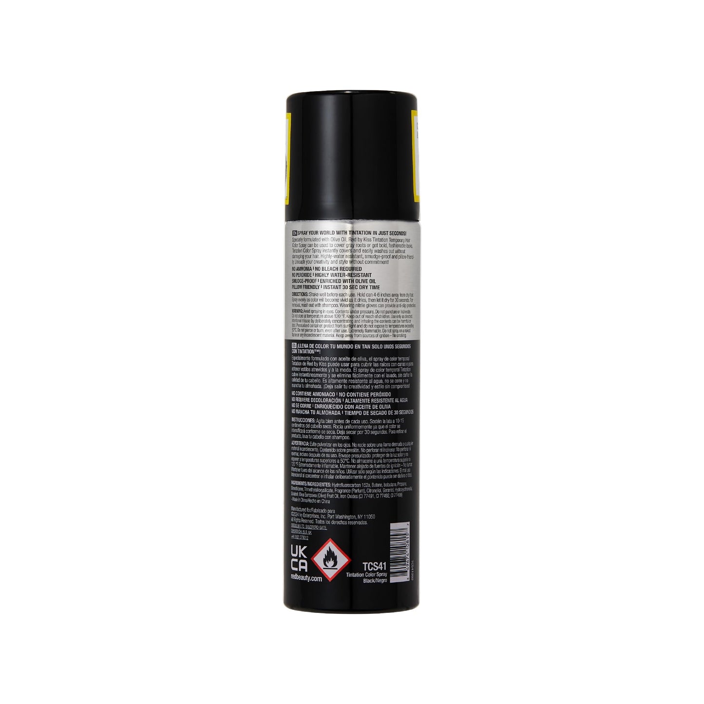 RED by Kiss Tintation Temporary Hair Color Spray Black 11.5 OZ | Instant Gray Root Cover Up, Water-Resistant, Smudge-Proof, Quick-Dry Touch-Up