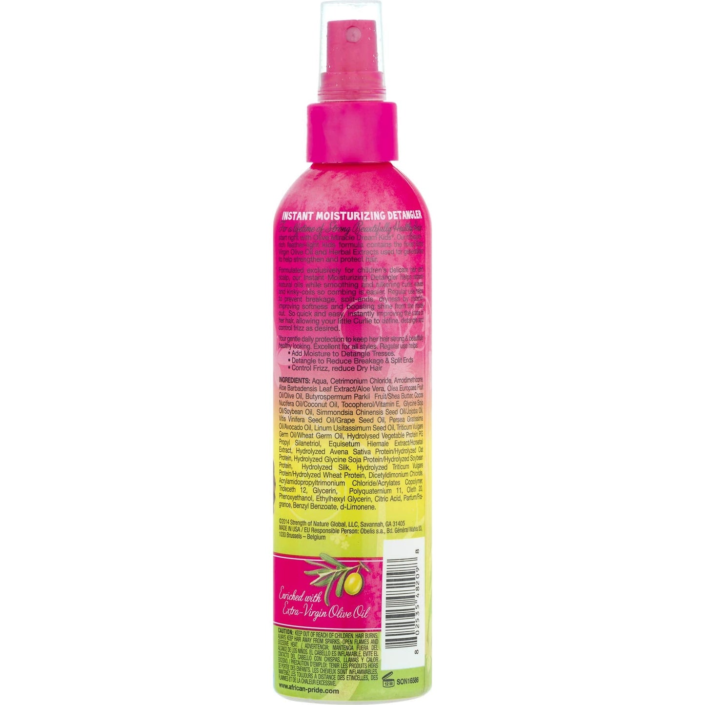 African Pride Dream Kids Olive Miracle Instant Moisture Detangler, Restores Natural Coils & Curls, Adds Moisture & Controls Frizz, 8 Oz