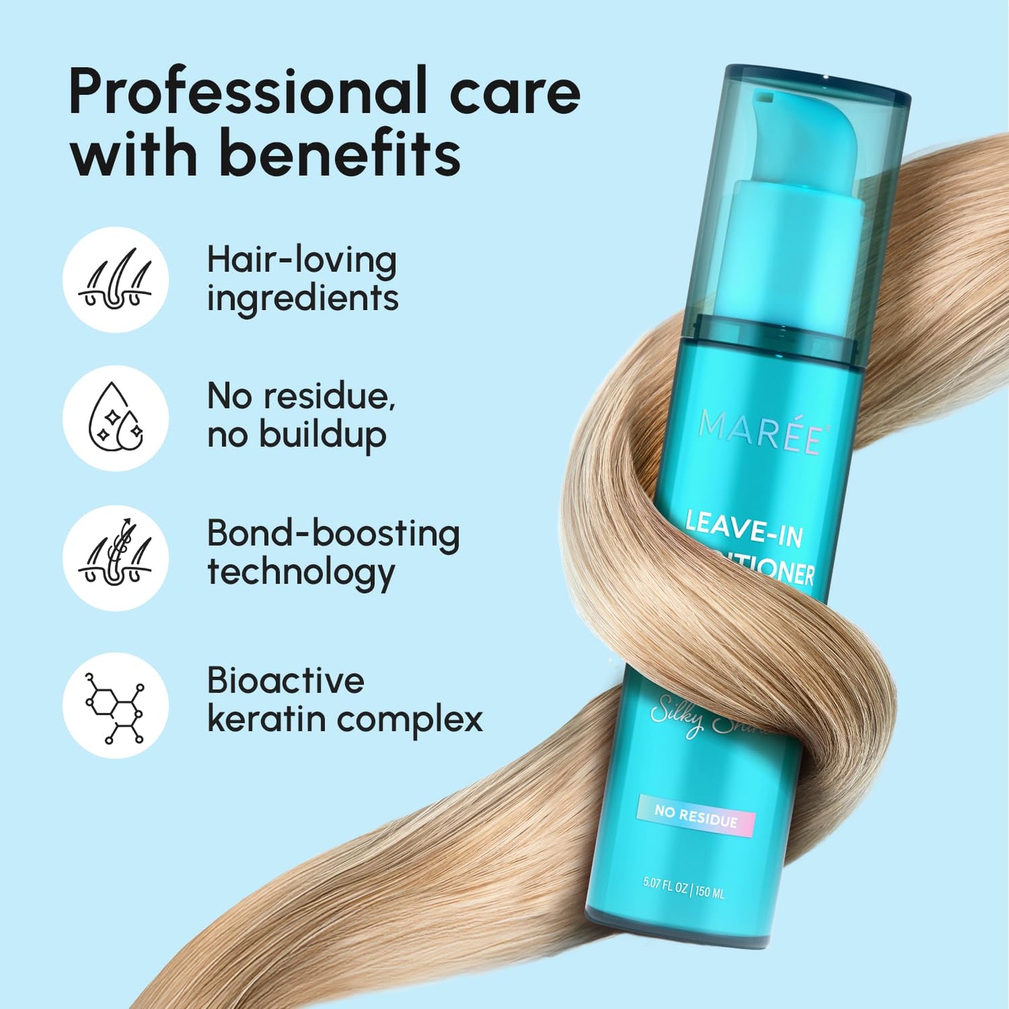 MAREE Leave-In Conditioner Spray with Keratin & Argan Oil – Hydrating Repair for Dry, Damaged, Curly Hair – Lightweight Moisturizer for Men & Women