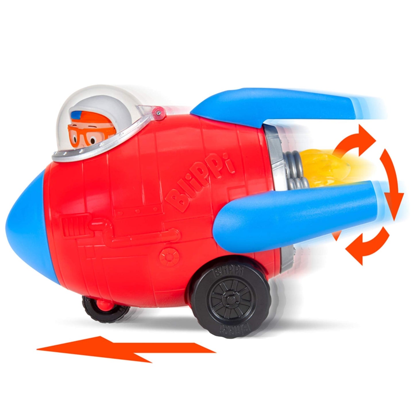 Blippi Rocket Ship Mini Vehicle with Freewheeling 2” Figure - Imaginative Play Toy for Toddlers & Preschoolers
