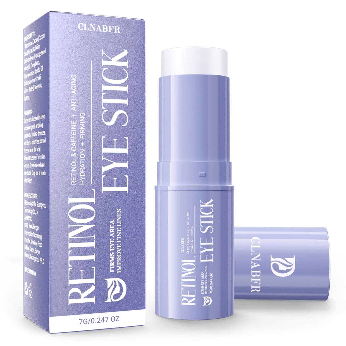 Retinol Eye Stick, Under Eye Balm for Dark Circles and Puffiness, Anti Aging Caffeine Cream Reduces Fine Lines, Wrinkles Moisturizer Stick (0.24oz/7g)
