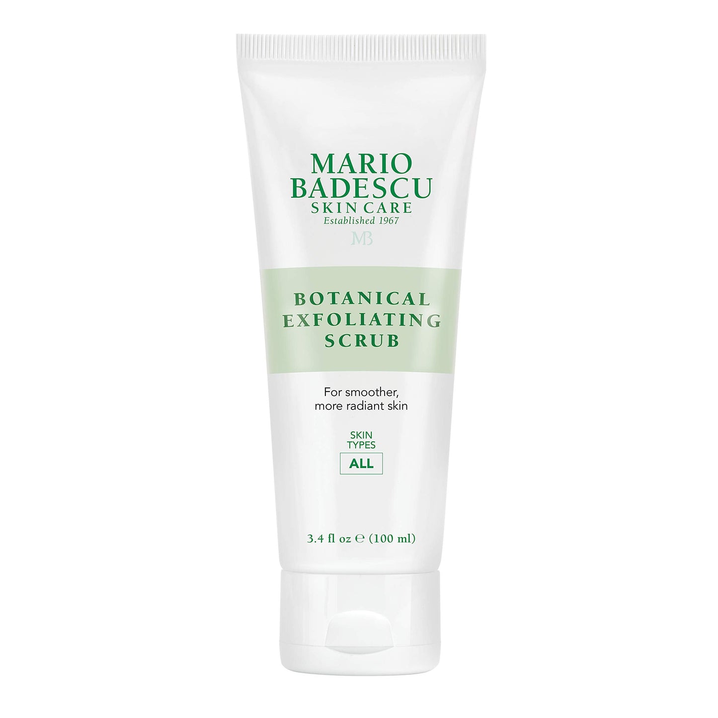 Mario Badescu Botanical Exfoliating Scrub for All Skin Types, Face Wash with Ivory Palm Seeds & Green Tea, Gentle 3.4 Fl Oz