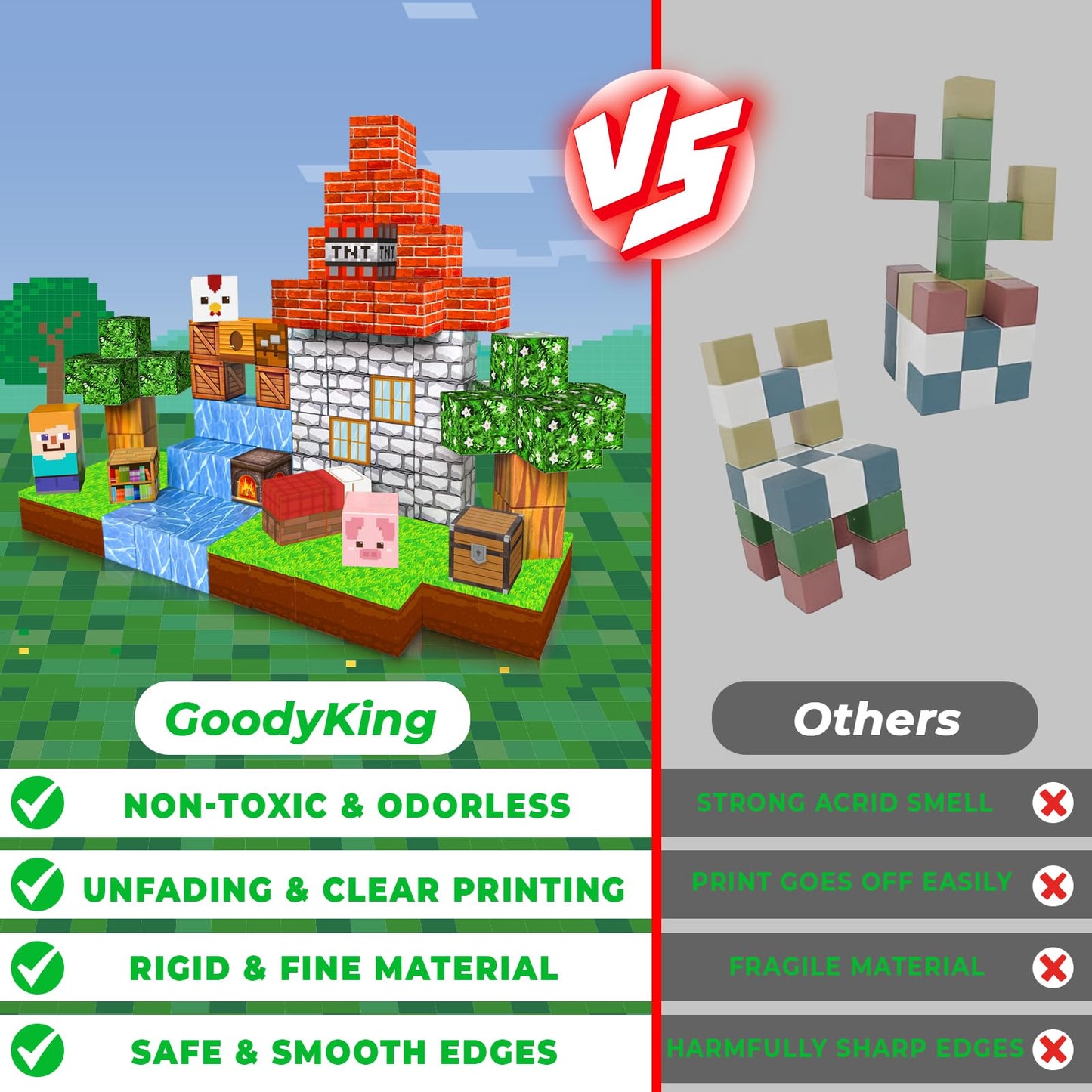 Goody King 100PCS Magnetic Building Blocks | STEM Construction Toy for Kids 3-10, Montessori Stacking & Sensory Play, Birthday Gift