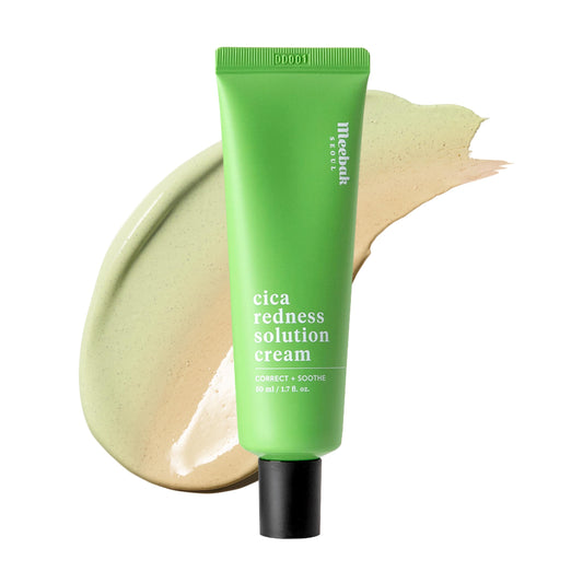 Meebak Cica Redness Solution Cream – Green Color-Correcting BB Cream for Sensitive Skin, Redness Relief, Fair to Medium Tone