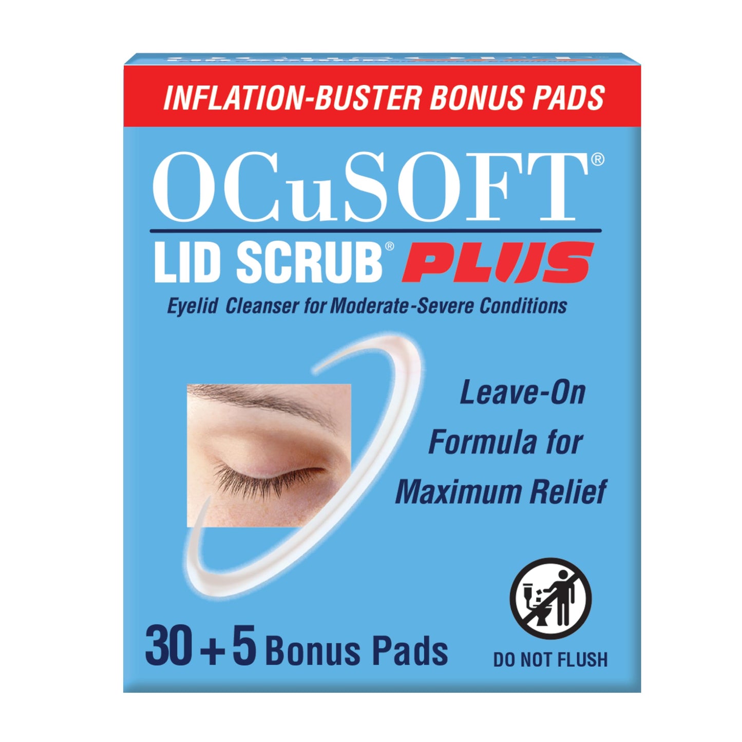 OCuSOFT Lid Scrub PLUS 35 Pre-Moistened Eyelid Wipes for Moderate to Severe Conditions, Moisturizing Cleanser, 35 Count