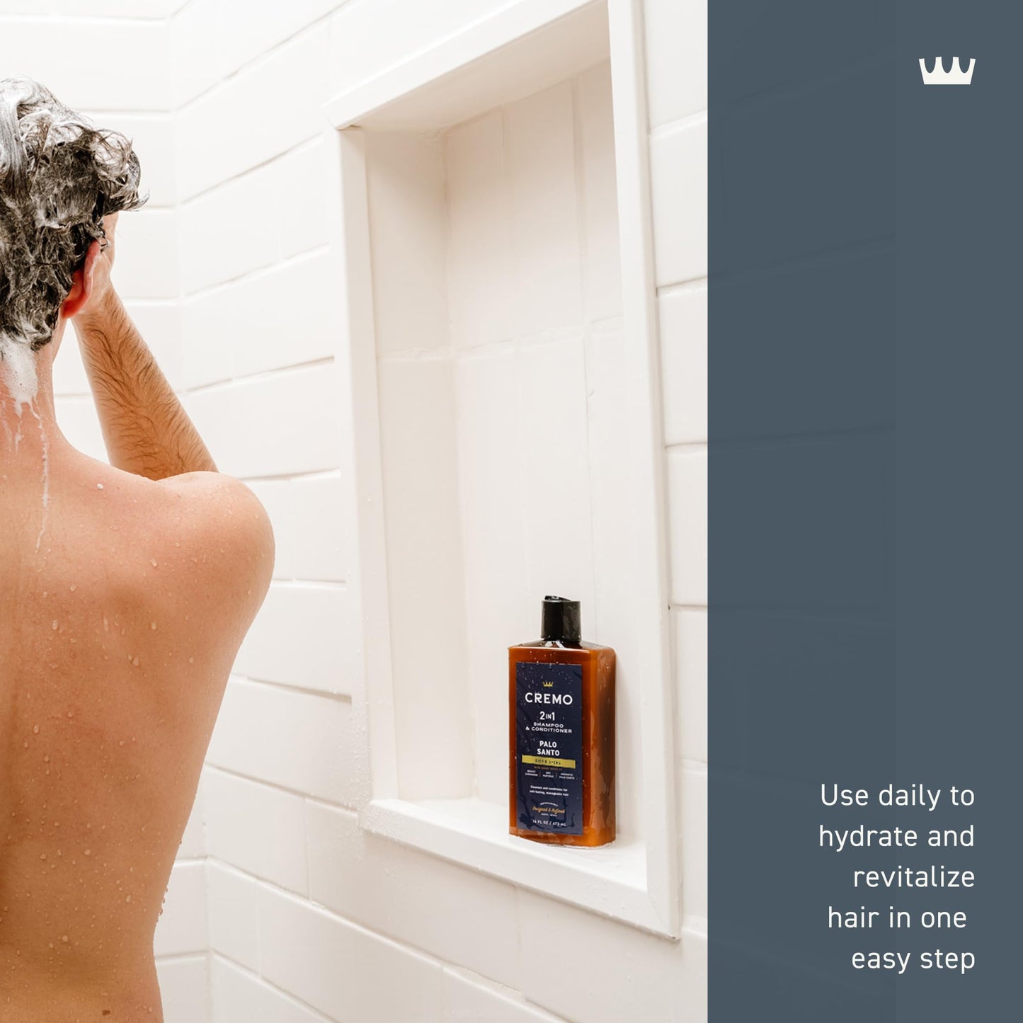 Cremo Palo Santo Barber Grade 2-n-1 Shampoo & Conditioner, Notes of Bright Cardamom, Dry Papyrus and Aromatic Palo Santo,16 Fl Oz