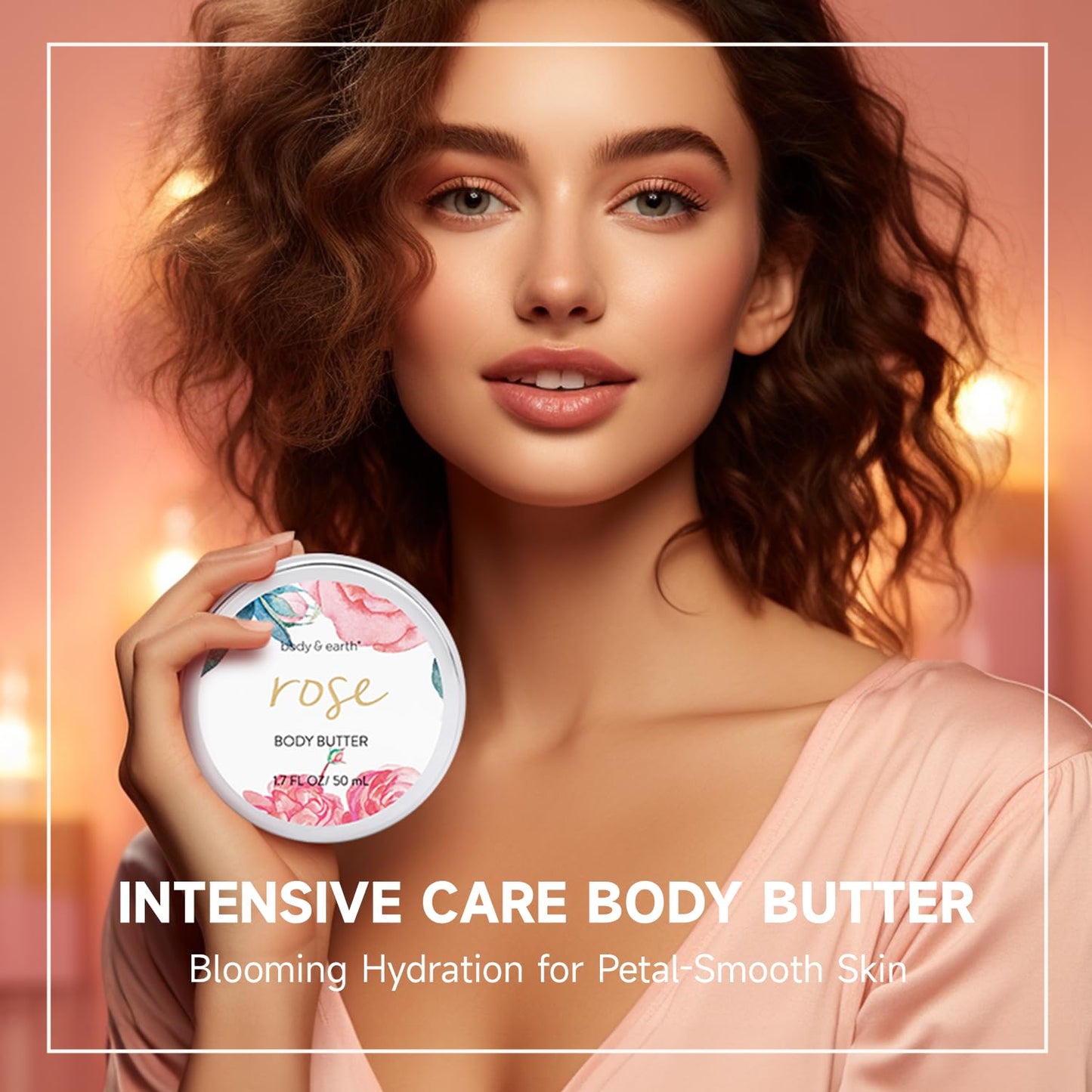 BODY & EARTH Luxurious 5-Pc Rose Scent Spa Gift Set for Women – Bath & Body Gift Box with Lotion, Body Wash, Butter – Birthday Gift Idea