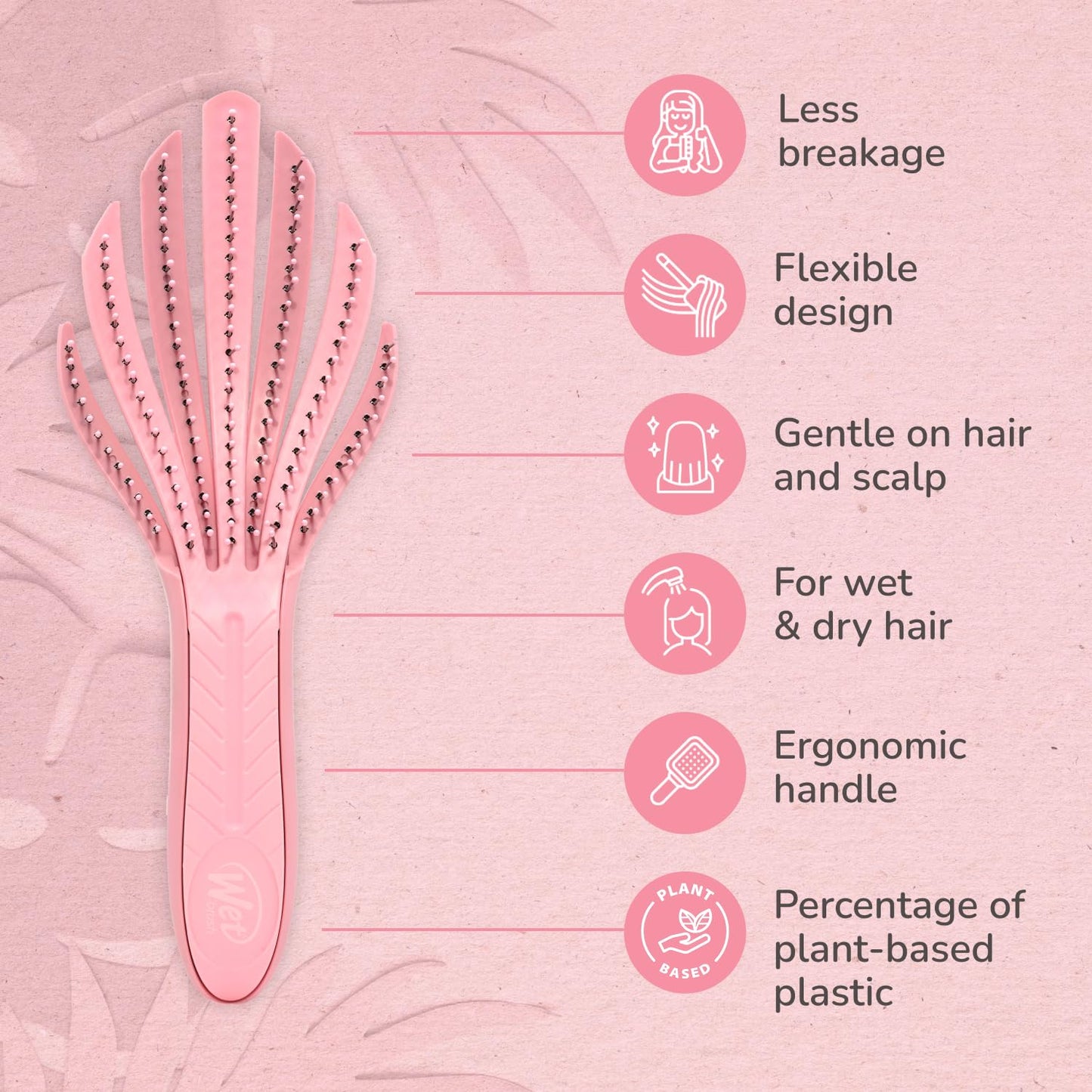 Wet Brush Go Green Curl Detangler, Pale Pink – Ultra-Soft IntelliFlex Bristles for Easy, Pain-Free Detangling – Great for Curly, Wet & Dry Hair