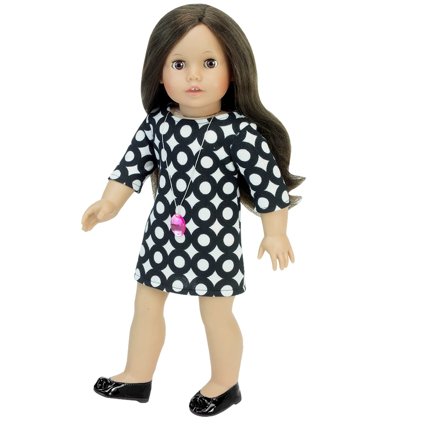 Sophia's Faux Patent Leather Dress Shoes with Upper Bow Detail for 18 Inch Dolls, Black