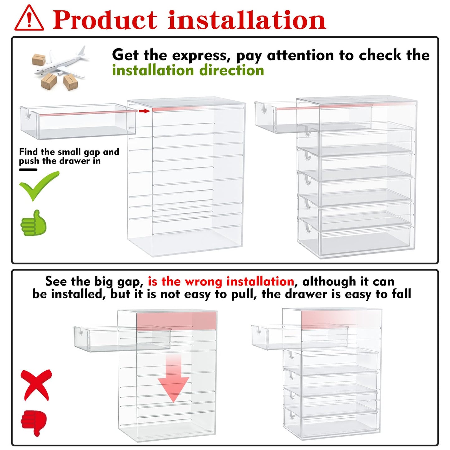 Caktraie Makeup Organizer with 16 Drawers – 4-Piece Clear Desk Storage for Makeup, Jewelry, Pens & Stationery – Dustproof & Durable