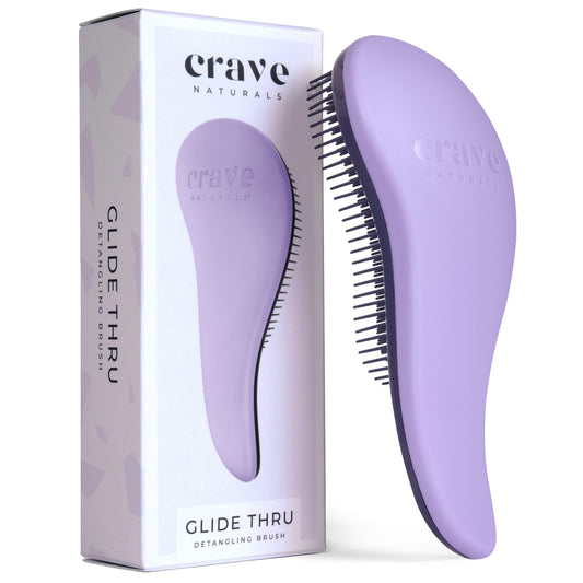 Crave Naturals Glide Thru Detangling Brush – Gentle Hair Brush for Wet or Dry Hair, Curly or Straight – For Women, Kids & Toddlers, Purple, 7.5x3"