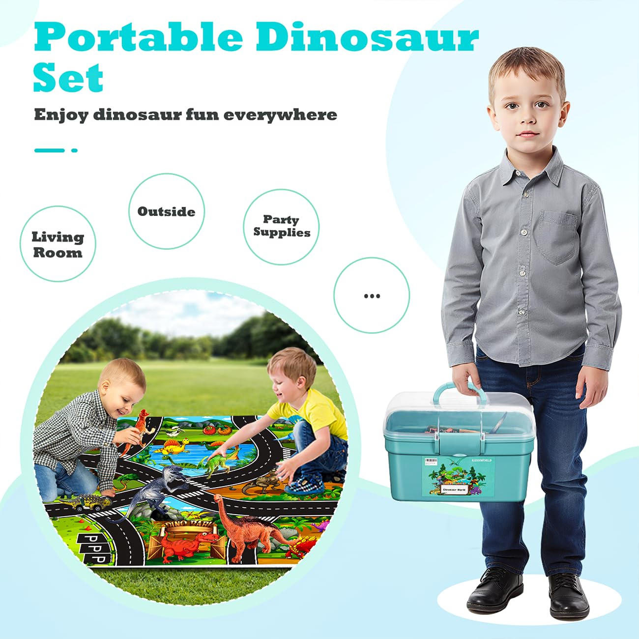 Kiddiworld Dinosaur Toys for Toddlers & Kids 2-7 – Dino Figures with Play Mat, Birthday & Christmas Gift for Boys & Girls