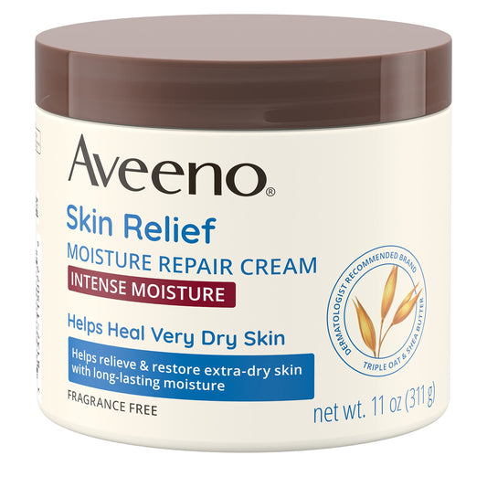 Aveeno Skin Relief Intense Moisture Repair Body Cream, Triple Oat & Shea Butter, Fragrance-Free, Long-Lasting Relief for Extra-Dry Skin, 11 oz