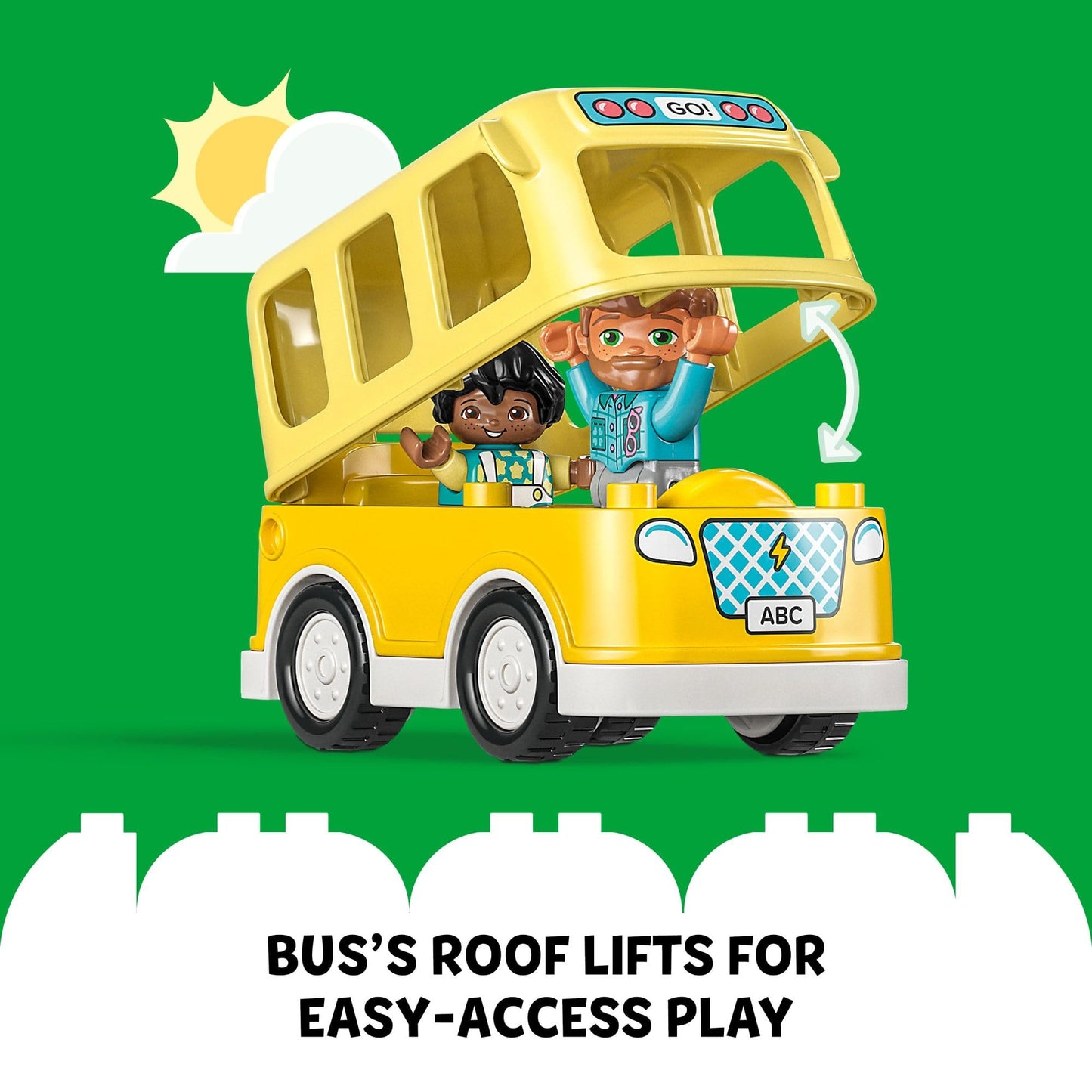 LEGO DUPLO Town Bus Ride 10988 Building Toy Set for Toddlers Ages 2+, Preschool Learning STEM Toy, Fun Bus Ride & Friendship Playset