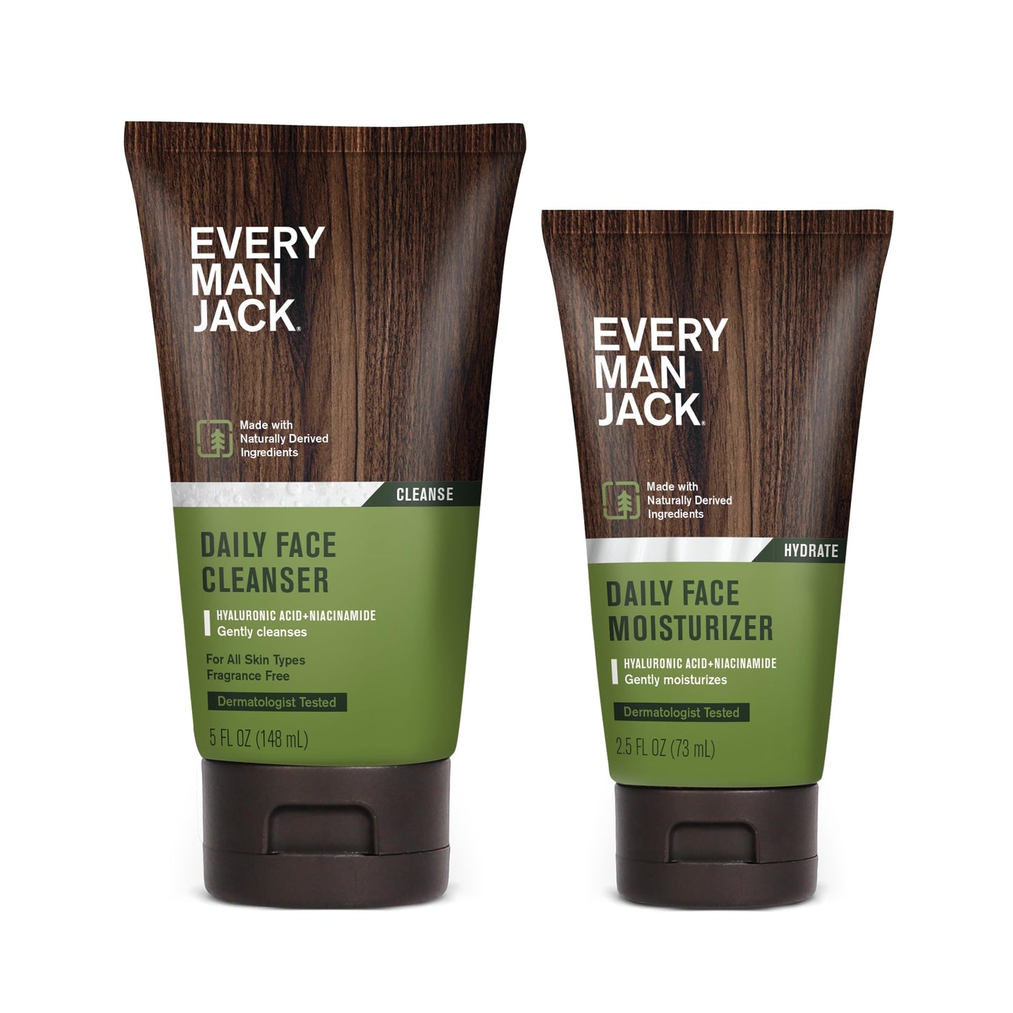 Every Man Jack Daily Face Wash & Moisturizer Bundle for Men – Hydrating Skincare Routine with Hyaluronic Acid, Niacinamide & Aloe