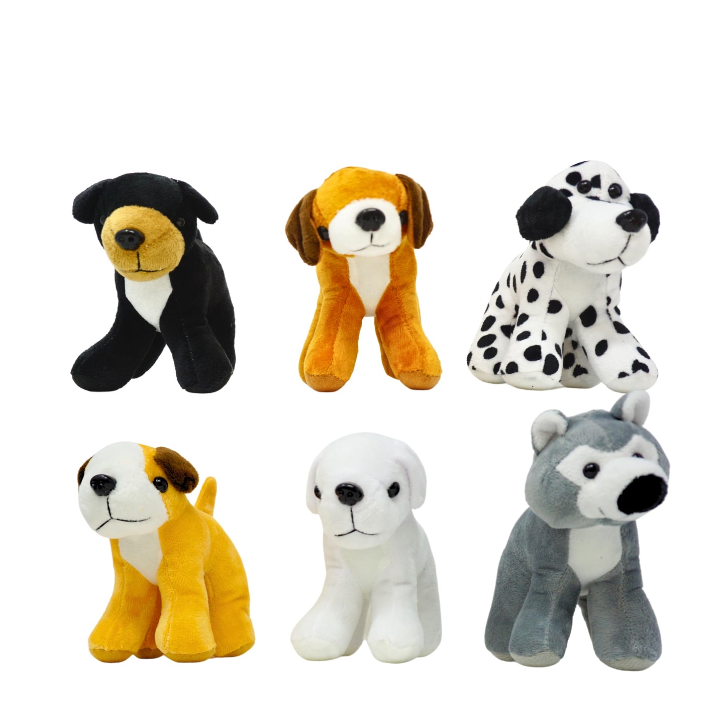 "4E's 12-Pack Plush Puppy Dogs – 5'' Small Stuffed Animals, 6 Designs – Cute Birthday Party Favors & Gifts for Kids"