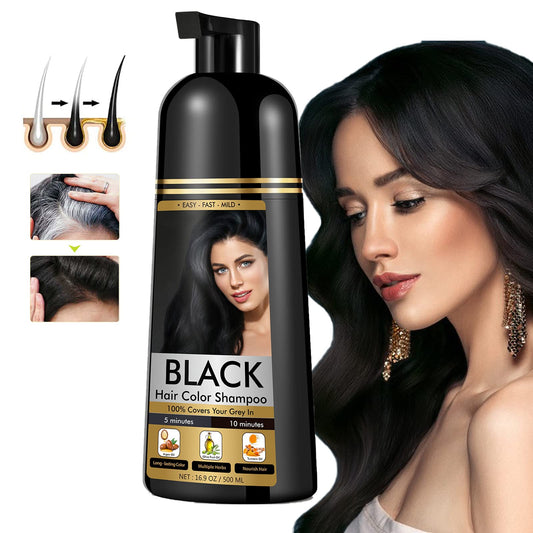 YOURTONE Black Hair Dye Shampoo for Men & Women | Covers Gray Hair | Gentle & Nourishing Herbal Formula for All Hair Types | 500ML