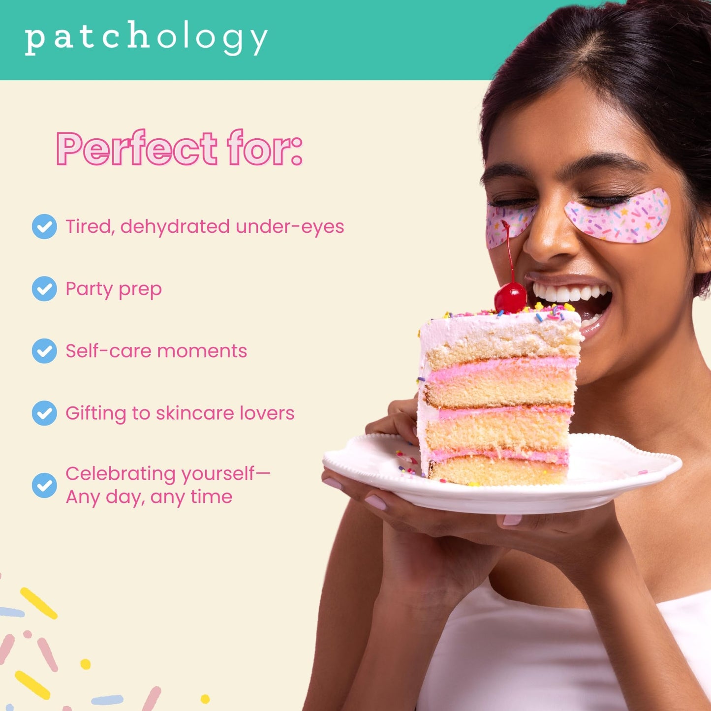 Patchology Eye Want Cake Eye Patches – Hydrating & Smoothing Under-Eye Masks for Dark Circles, Puffiness & Fine Lines, 5-Pack