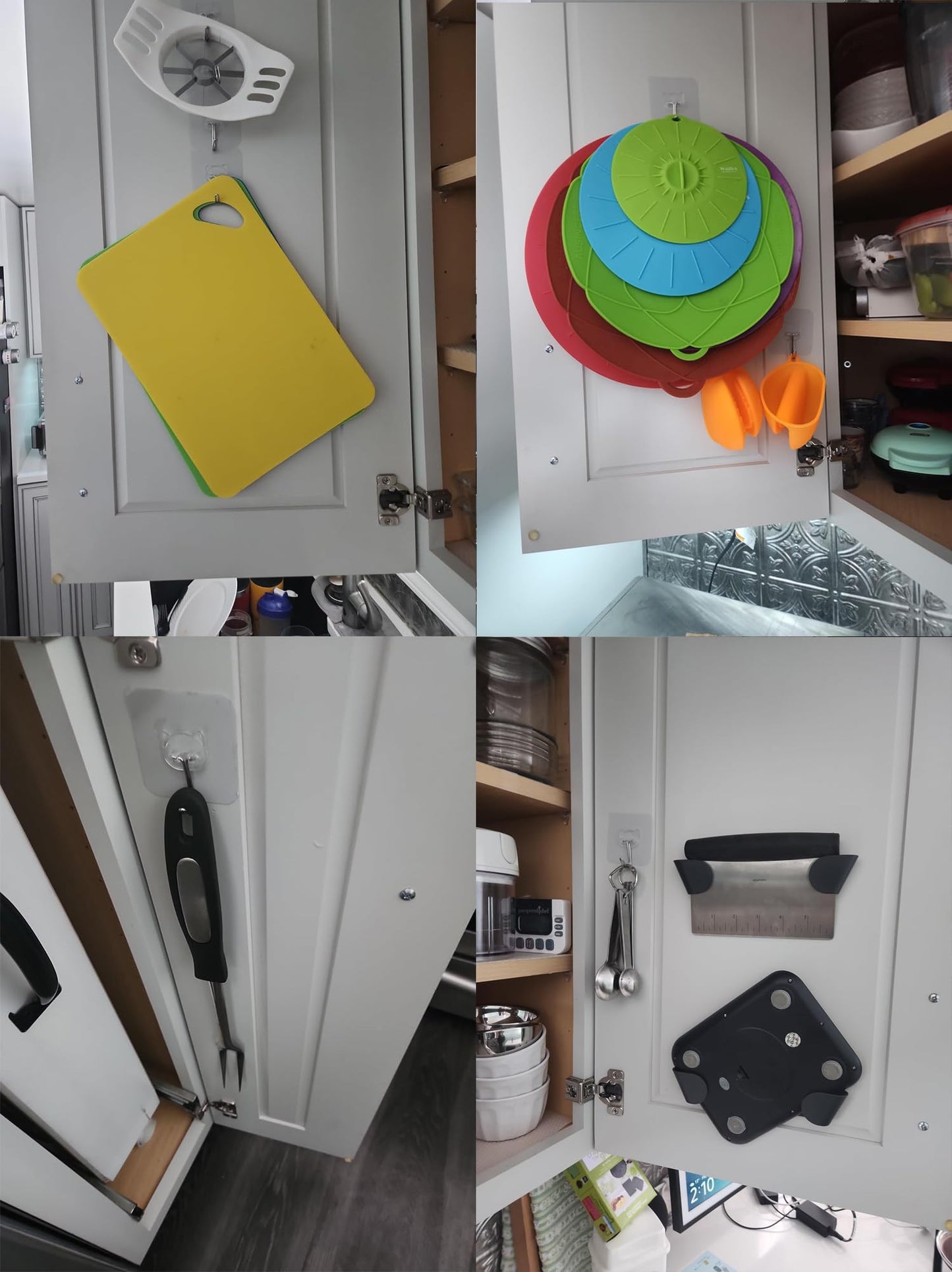 Adhesive Kitchen Wall Hooks, 24-Pack Heavy Duty 24lb Max, Transparent Waterproof Nail-Free Stainless Hangers for Keys, Bathroom, Outdoor & Home