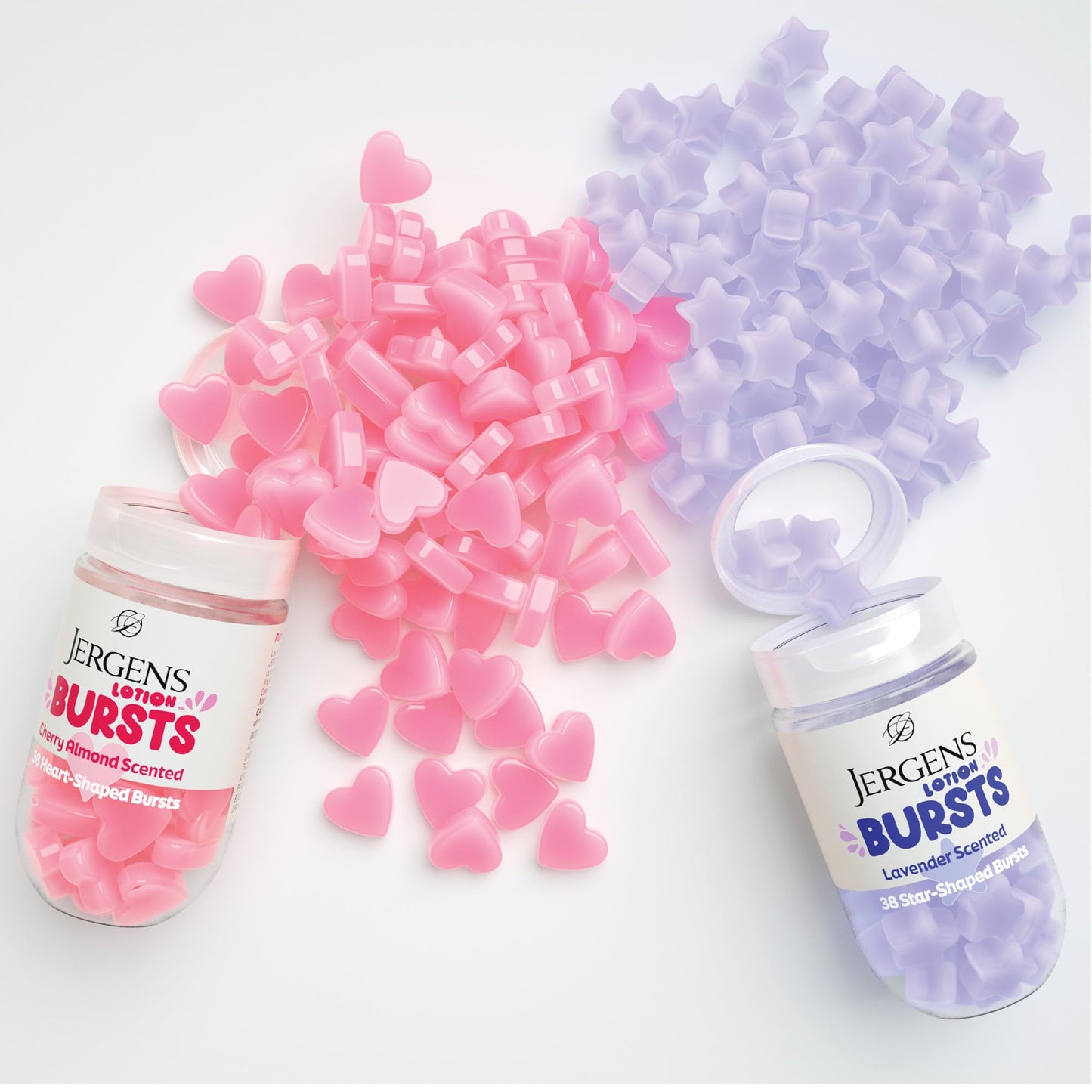 Jergens Cherry Almond Lotion Bursts, Squishy Heart-Shaped Moisturizer Bursts, Lotion Gifts for Teens, 38 Ct