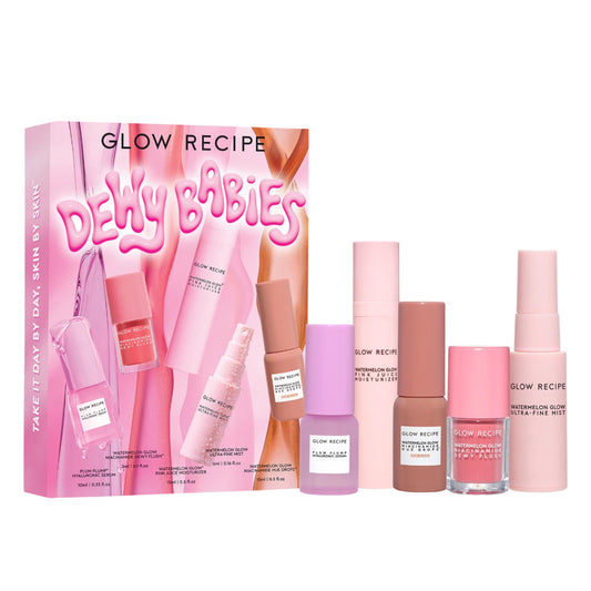 Glow Recipe Dewy Babies Travel Skincare Set - 5 Mini Skincare & Makeup Essentials for Hydration, Glow & Tint