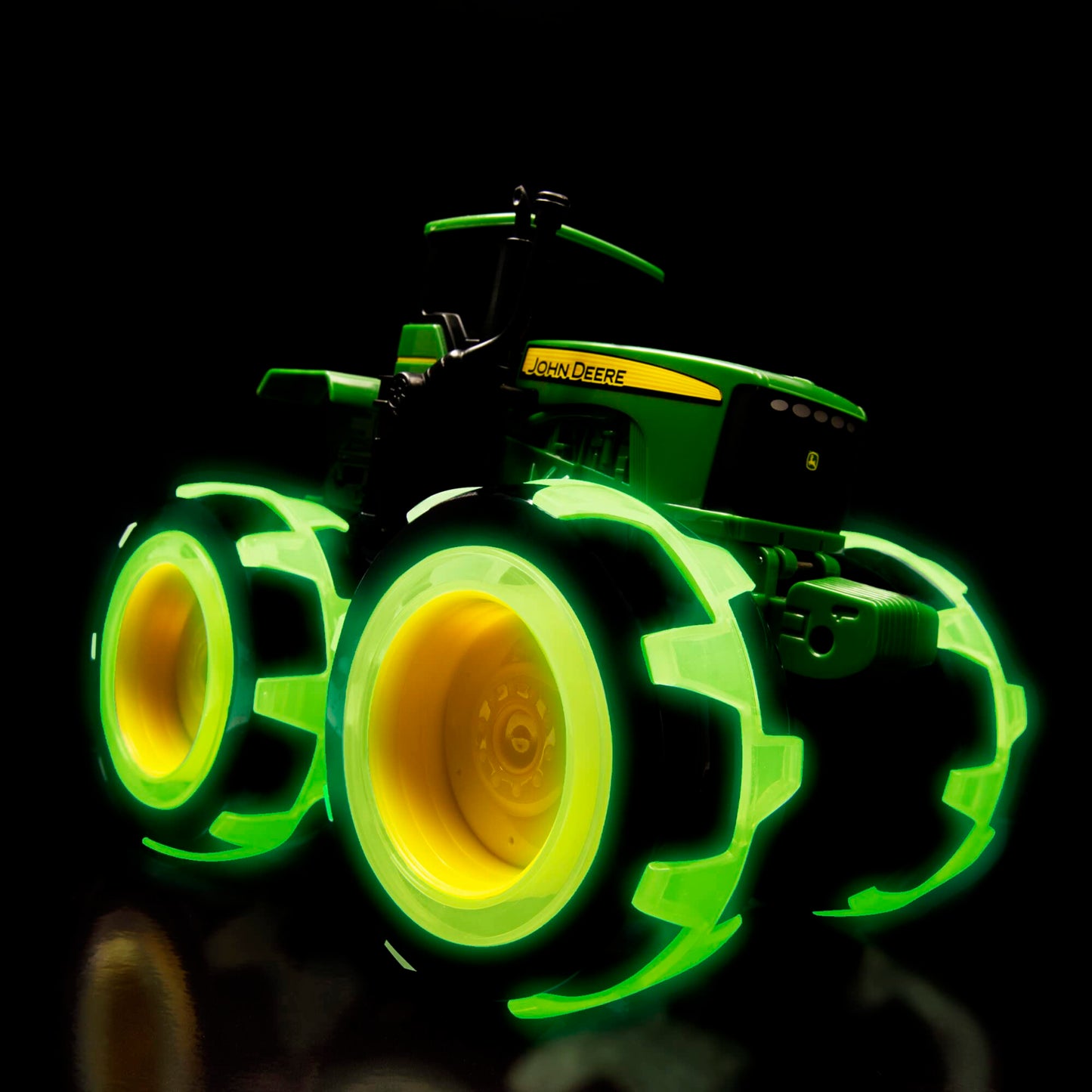TOMY Monster Treads Lightning Wheels John Deere Tractor - Light-Up Motion Monster Truck Toy with Monster Tires for Ages 3+