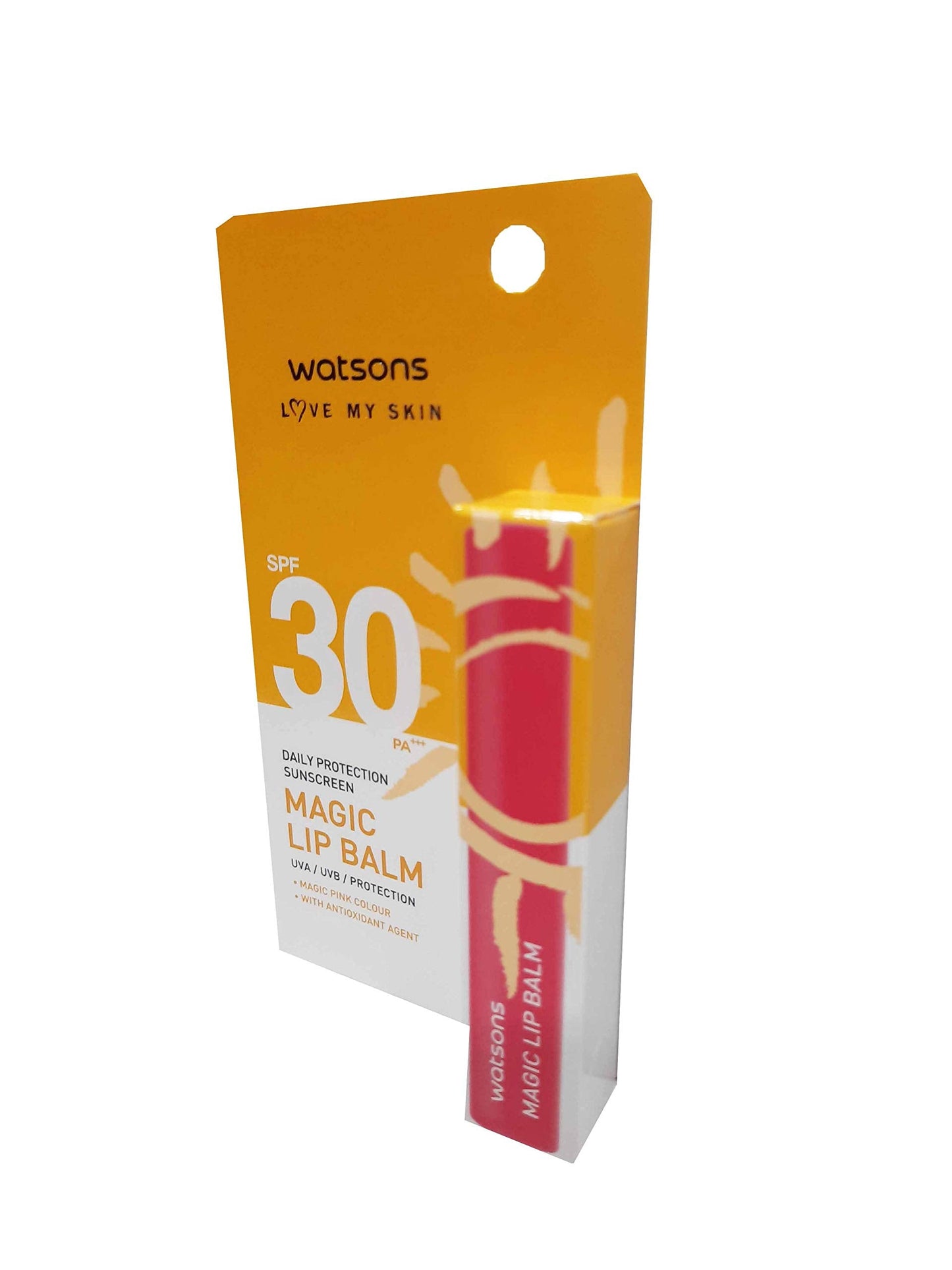 2 packs of Watsons Daily Protection Sunscreen Magic Lip Balm for effective covage. heat protection SPF30 PA+ (1.7g./ pack).