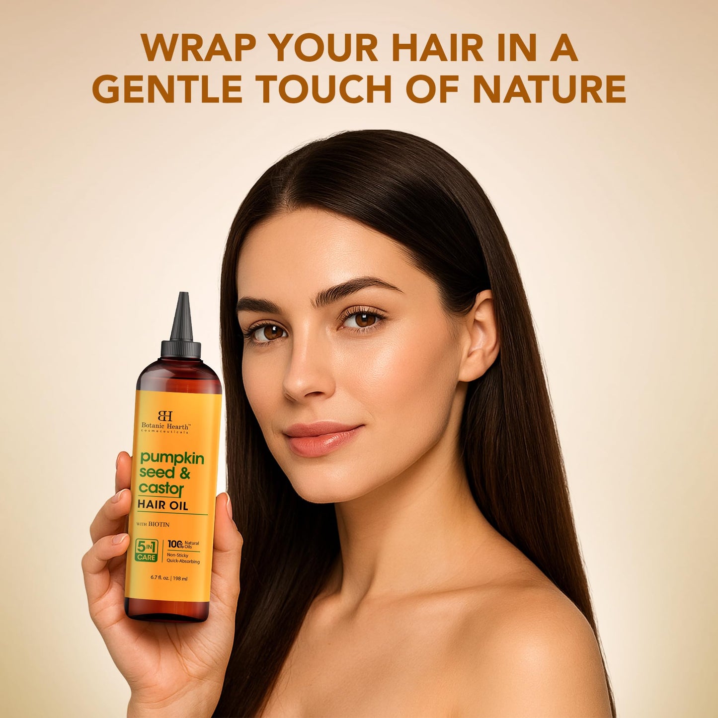 Botanic Hearth Pumpkin Castor Oil for Hair Growth | 100% Pure Oil with Pumpkin, Castor & Biotin | Repairs, Strengthens & Nourishes Dry Hair, 6.7 fl oz