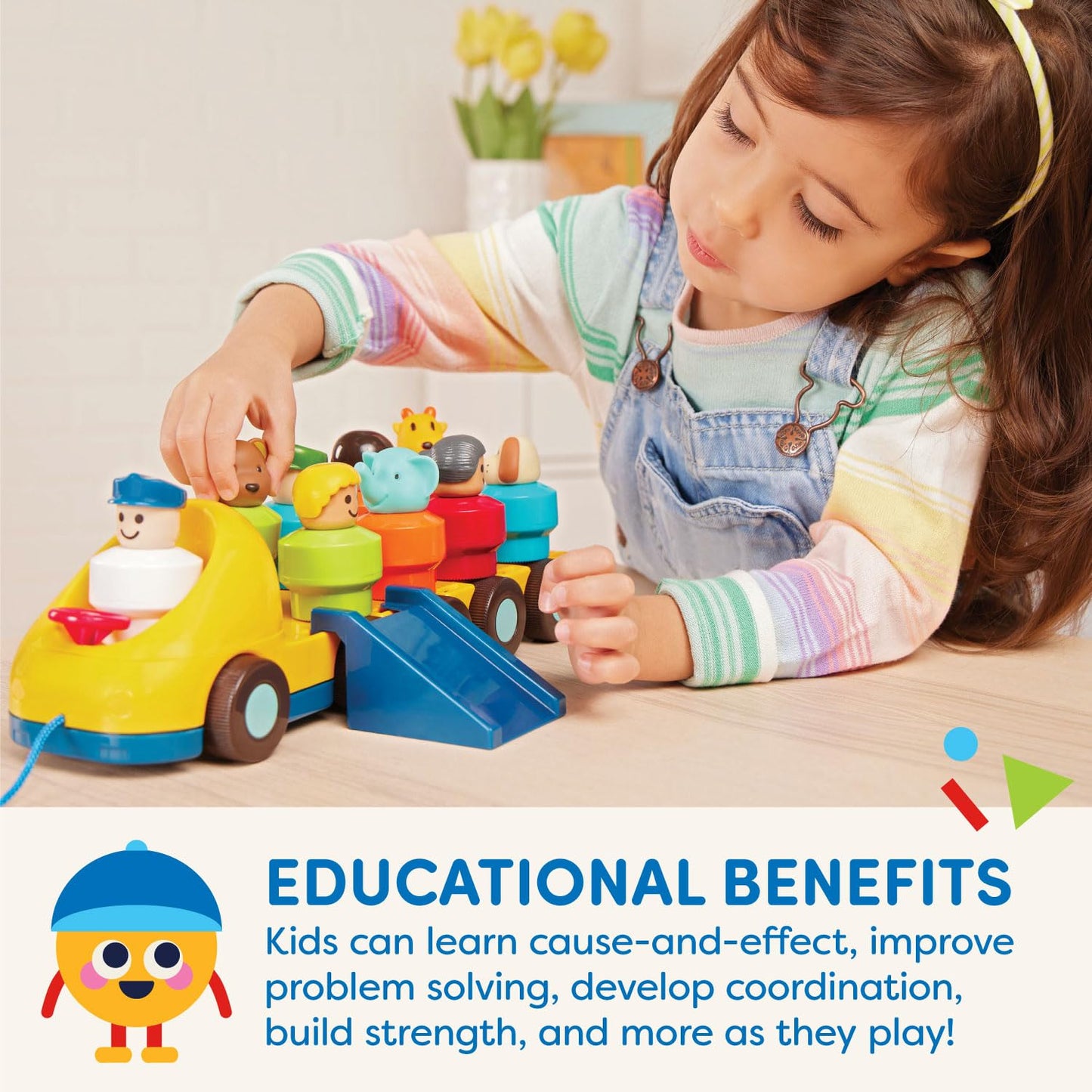 Battat – Toy Bus for Toddlers with Moving Parts & 9 Figures – Developmental Toy for Babies – Spinning Bus – 18+ Months