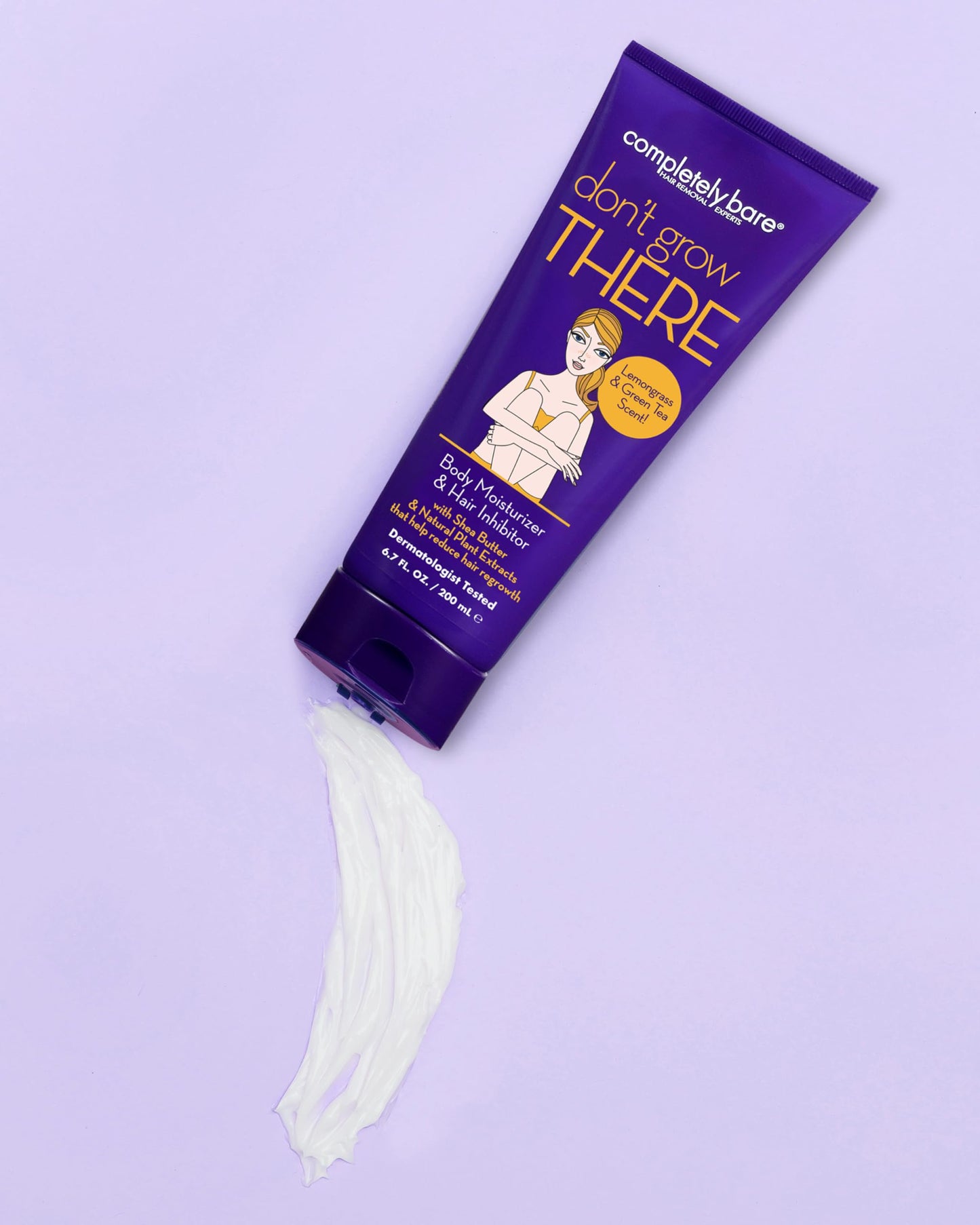 Completely Bare don't grow THERE Body Moisturizer & Hair Inhibitor - Shea Butter & Hair Minimizers 6.7 FL OZ