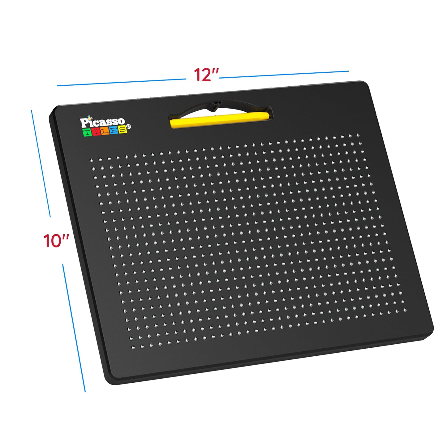 PicassoTiles 12x10" 2-in-1 Magnetic Drawing Board Toy – Double-Sided STEM Learning Pad, Alphabet, Erasable & Reusable Playboard (Black PTB04)