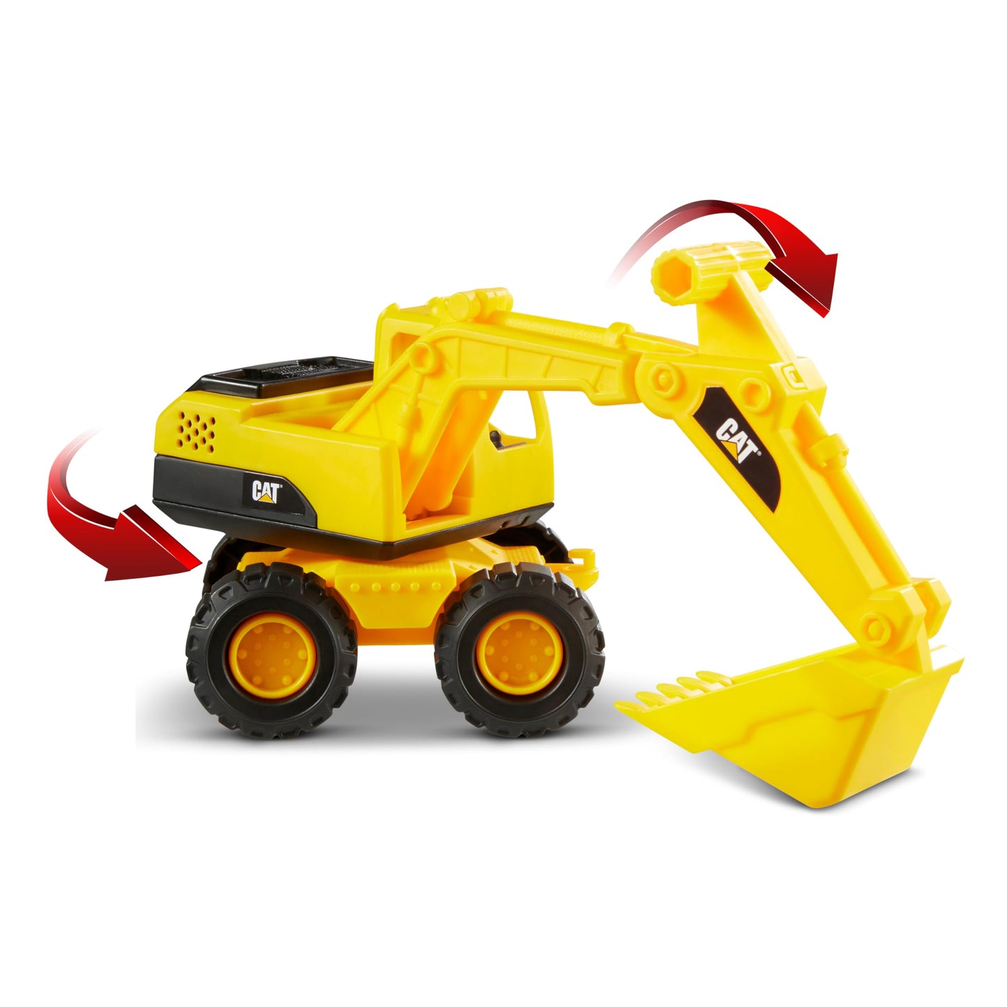 Cat Construction Fleet 10" Excavator Toy – Heavy-Duty Plastic, Working Boom & Bucket, Free-Rolling Wheels, Indoor/Outdoor Sandbox Vehicle for Kids 2+