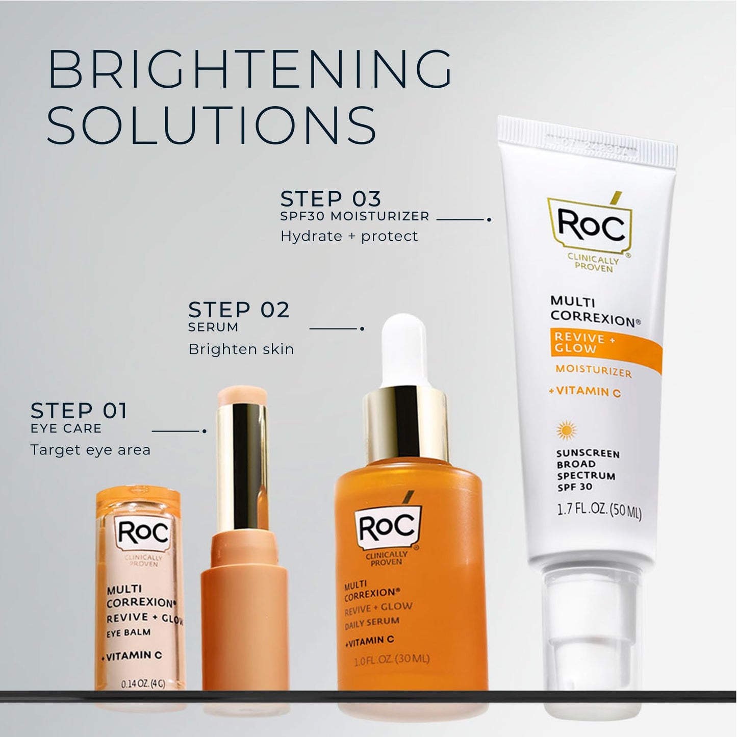 RoC Multi Correxion Revive + Glow Eye Balm with Vitamin C (0.14 oz) + Retinol Eye Cream Packette