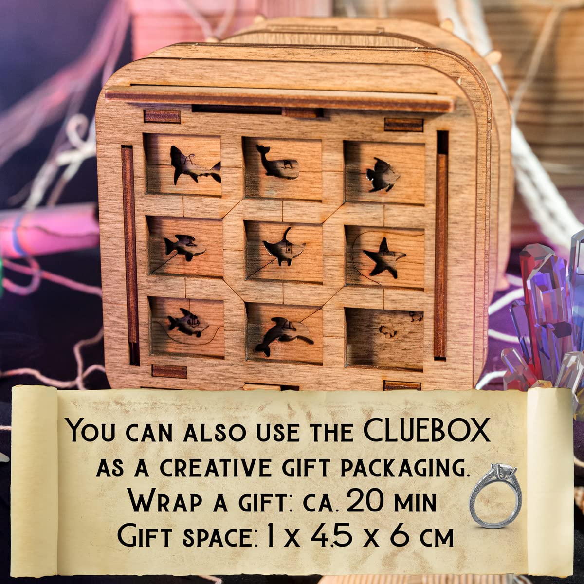 iDventure Cluebox Davy Jones Locker – 3D Wooden Puzzle Box, Escape Room Brain Teaser, Gift Idea & Money Box for Adults, Men, Birthday Fun