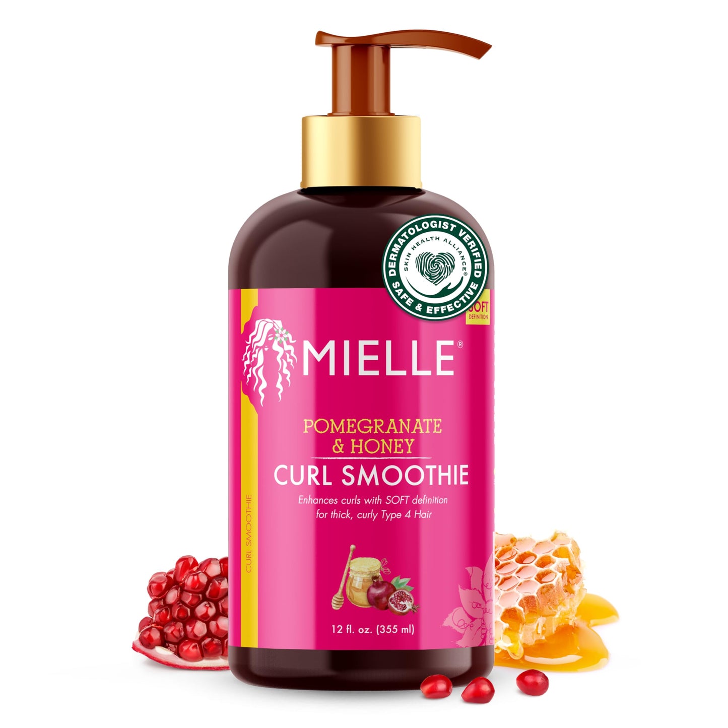 Mielle Organics Pomegranate & Honey Curl Enhancing Smoothie – Moisturizing Cream for Type 4 Curly & Coily Hair, Softens, Strengthens & Defines, 12 Fl Oz