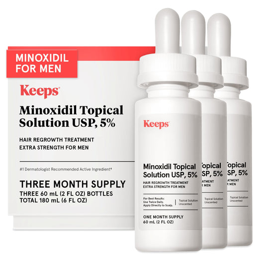 Keeps Extra Strength 5% Minoxidil for Men | Hair Growth Serum & Regrowth Treatment for Thinning Hair & Bald Spots | Unscented, Clinically Proven