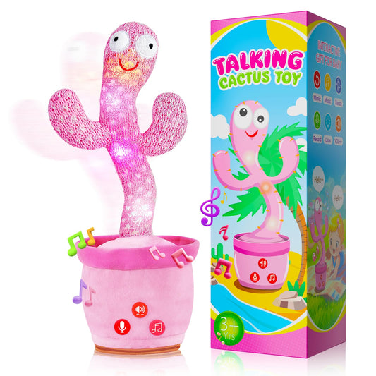 SANJOIN Dancing Talking Cactus Toy – Volume Adjustable, Mimics & Records, Sings English Songs, Tummy Time Baby Toys & Gifts