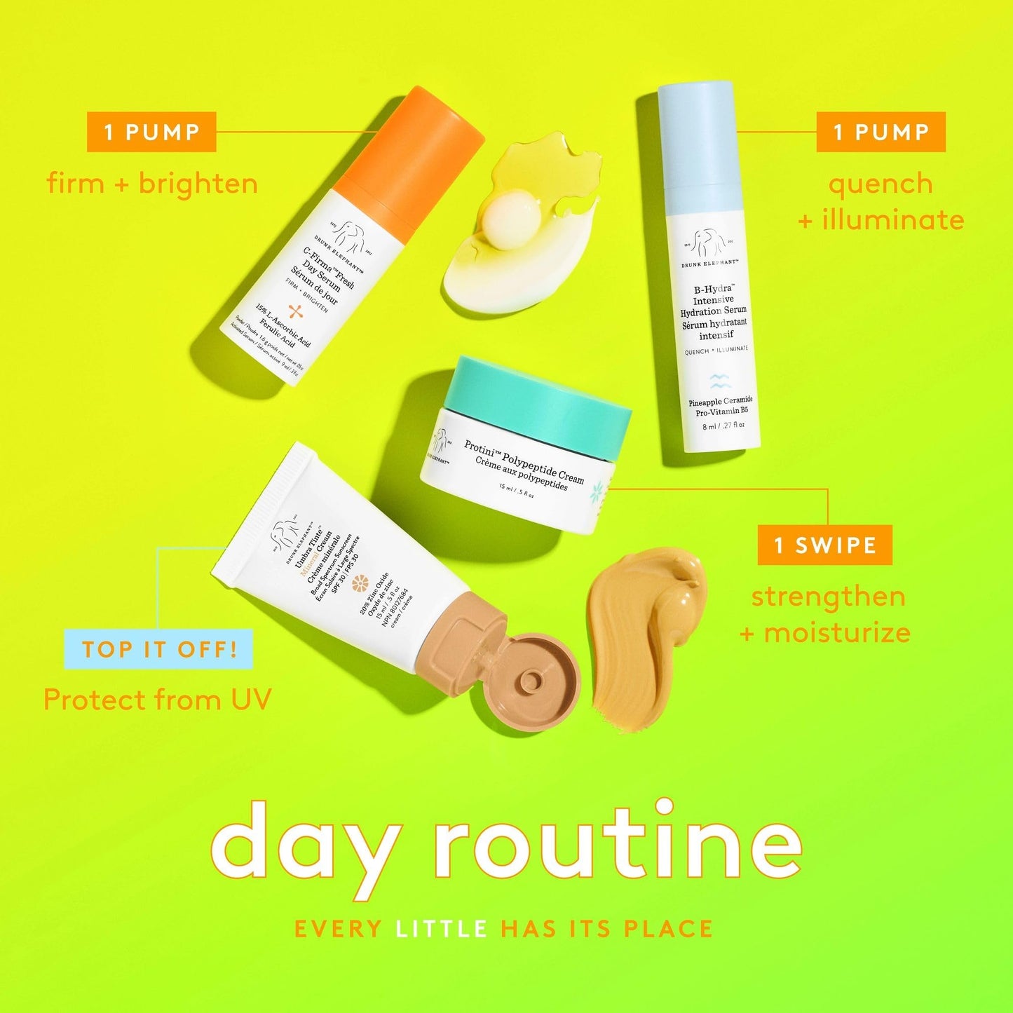 Drunk Elephant The Littles 7.0 Kit – 6 Travel-Size A.M. & P.M. Skincare Essentials, Clean, Cruelty-Free, Dermatologist-Tested