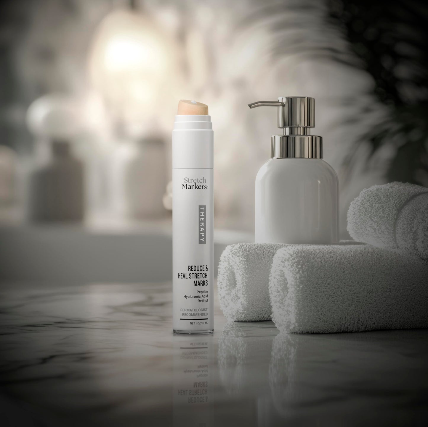 StretchMarkers Therapy Stretch Mark Cream – Reduces & Treats Marks with Retinol, Hyaluronic Acid, Peptides & 3D Stem Cells, 1 fl oz