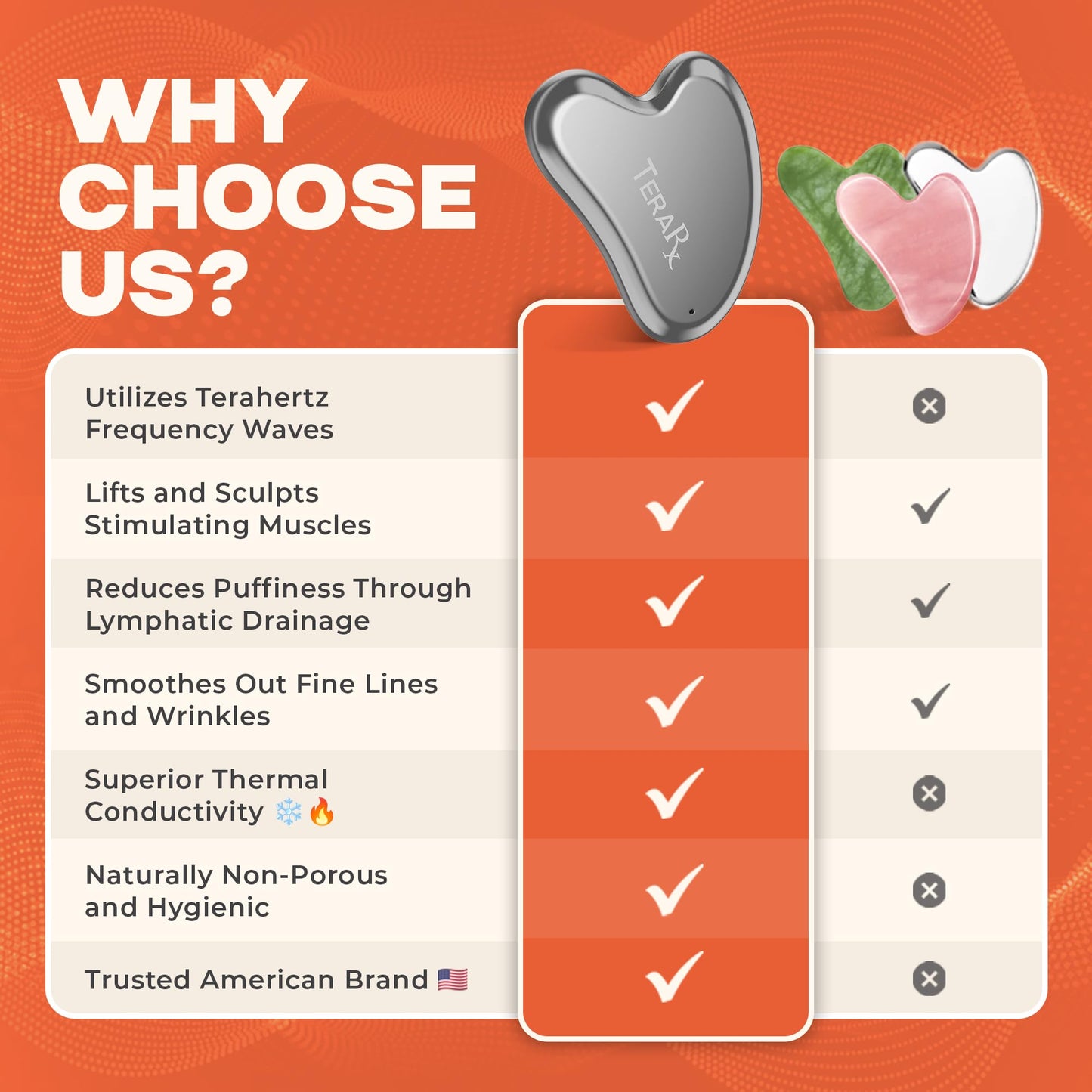 TeraRX Terahertz Gua Sha – 100% Authentic Stone Facial Tool for Lymphatic Drainage, Puffiness Reduction & Facial Tension Relief