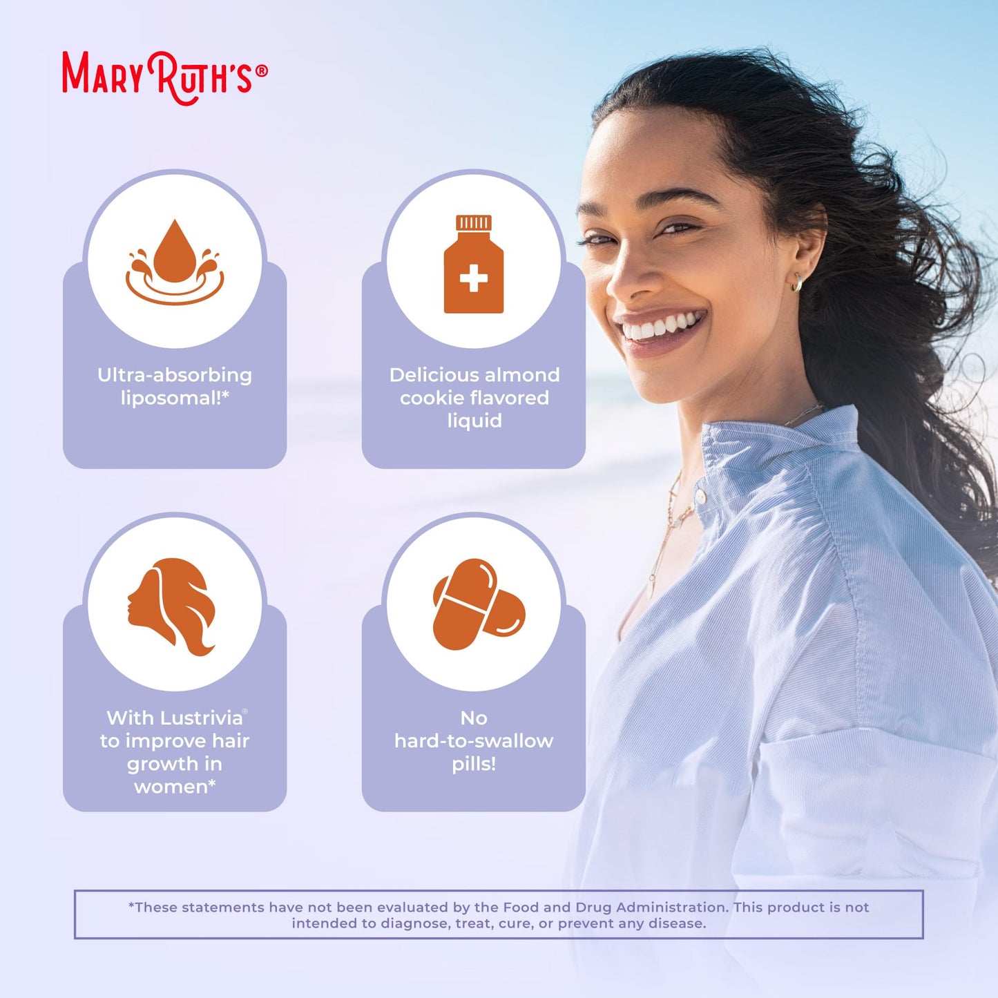 MaryRuth Organics Women’s Hair Growth MAX Liposomal | Lustriva®, Biotin 10000mcg & Pumpkin Seed Oil | Supports Thicker Hair, Skin & Fine Lines | 15.22 Fl Oz