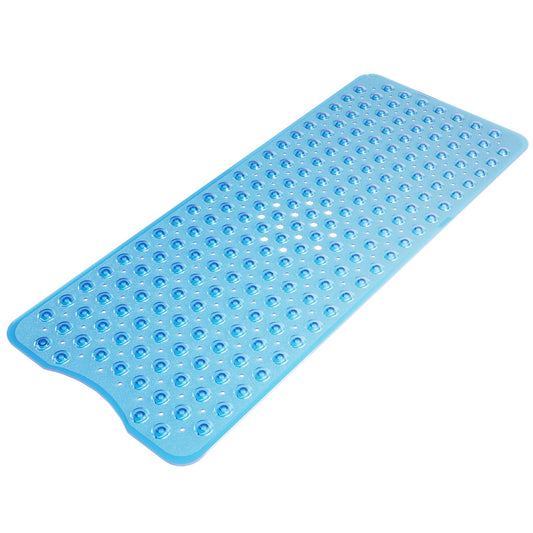 AmazerBath Non-Slip Shower Mat 40x16 – Bath Tub Mat with Suction Cups & Drain Holes for Kids & Elderly, Clear Blue